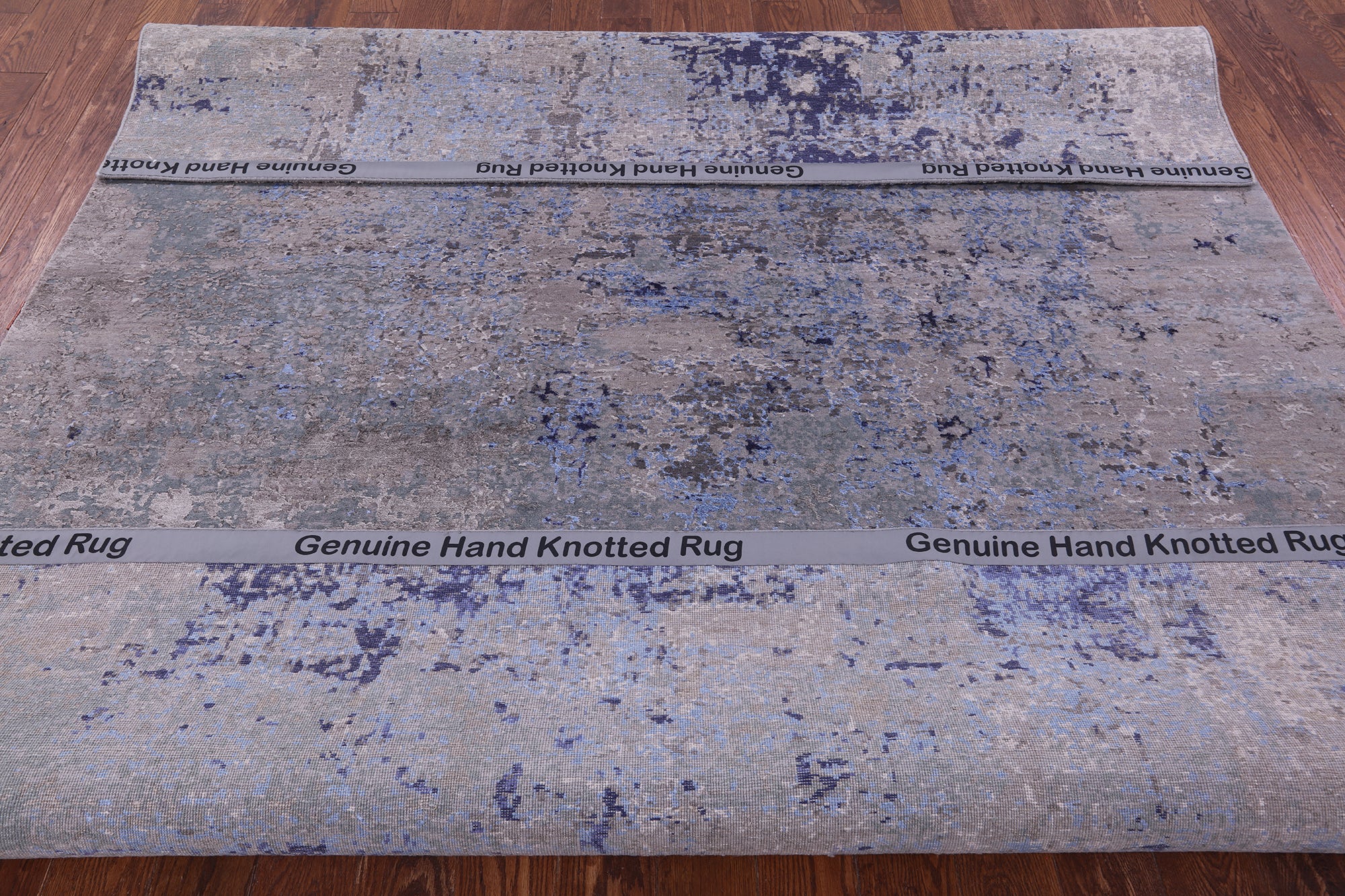 Abstract Contemporary Hand Knotted Wool & Silk Rug - 8' 0" X 10' 2" - Golden Nile