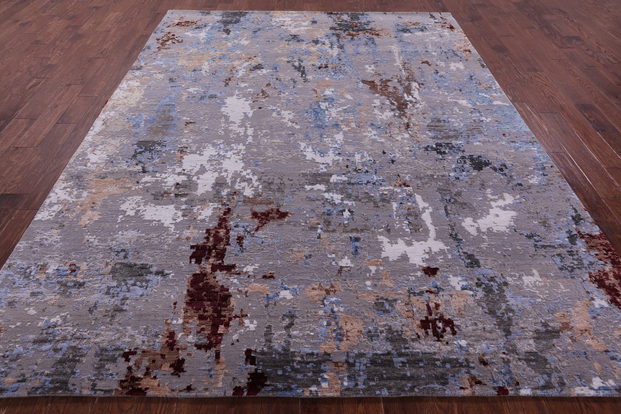 Abstract Contemporary Handmade Wool & Silk Rug - 8' 1" X 10' 0" - Golden Nile