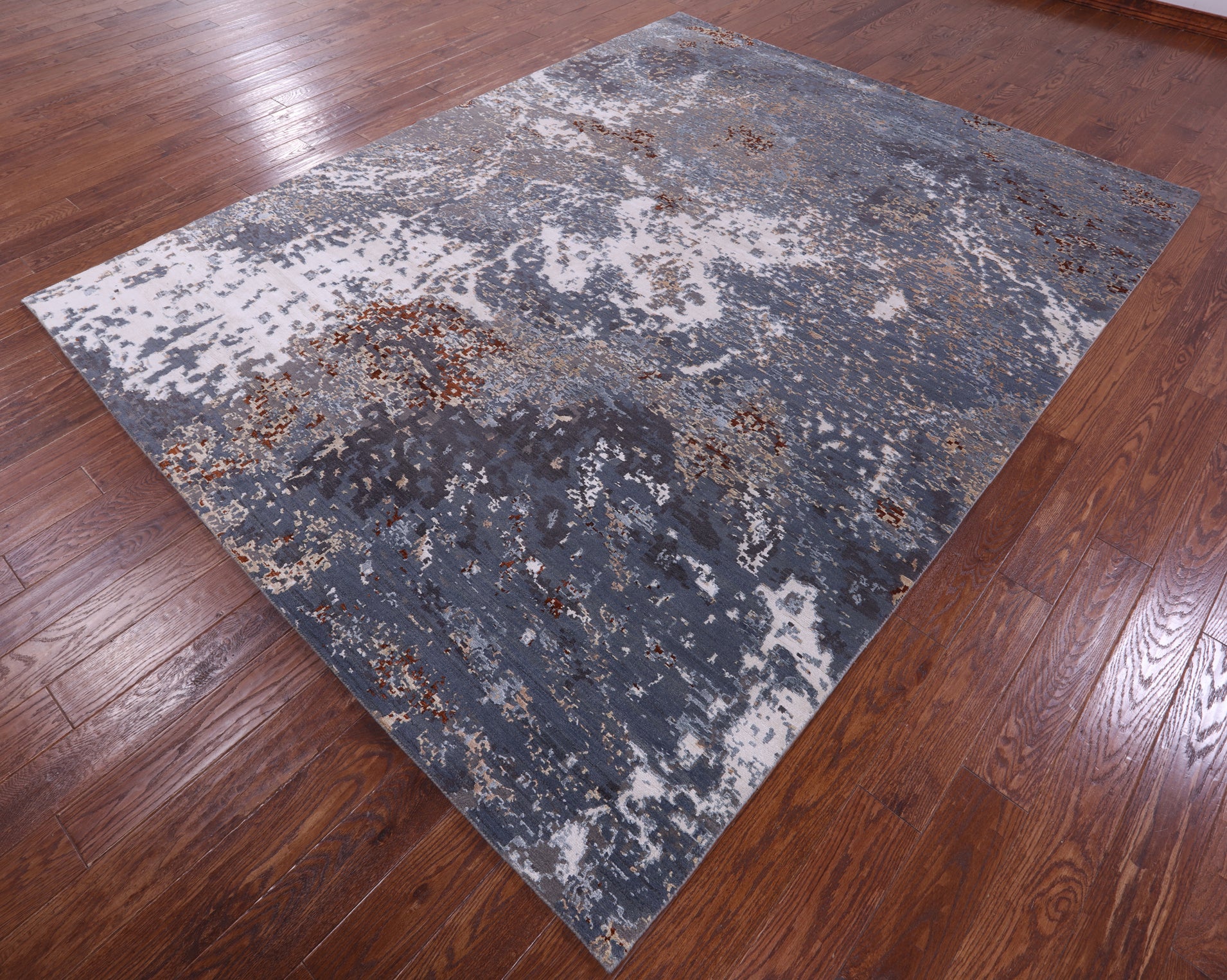 Abstract Contemporary Handmade Wool & Silk Rug - 8' 0" X 10' 3" - Golden Nile