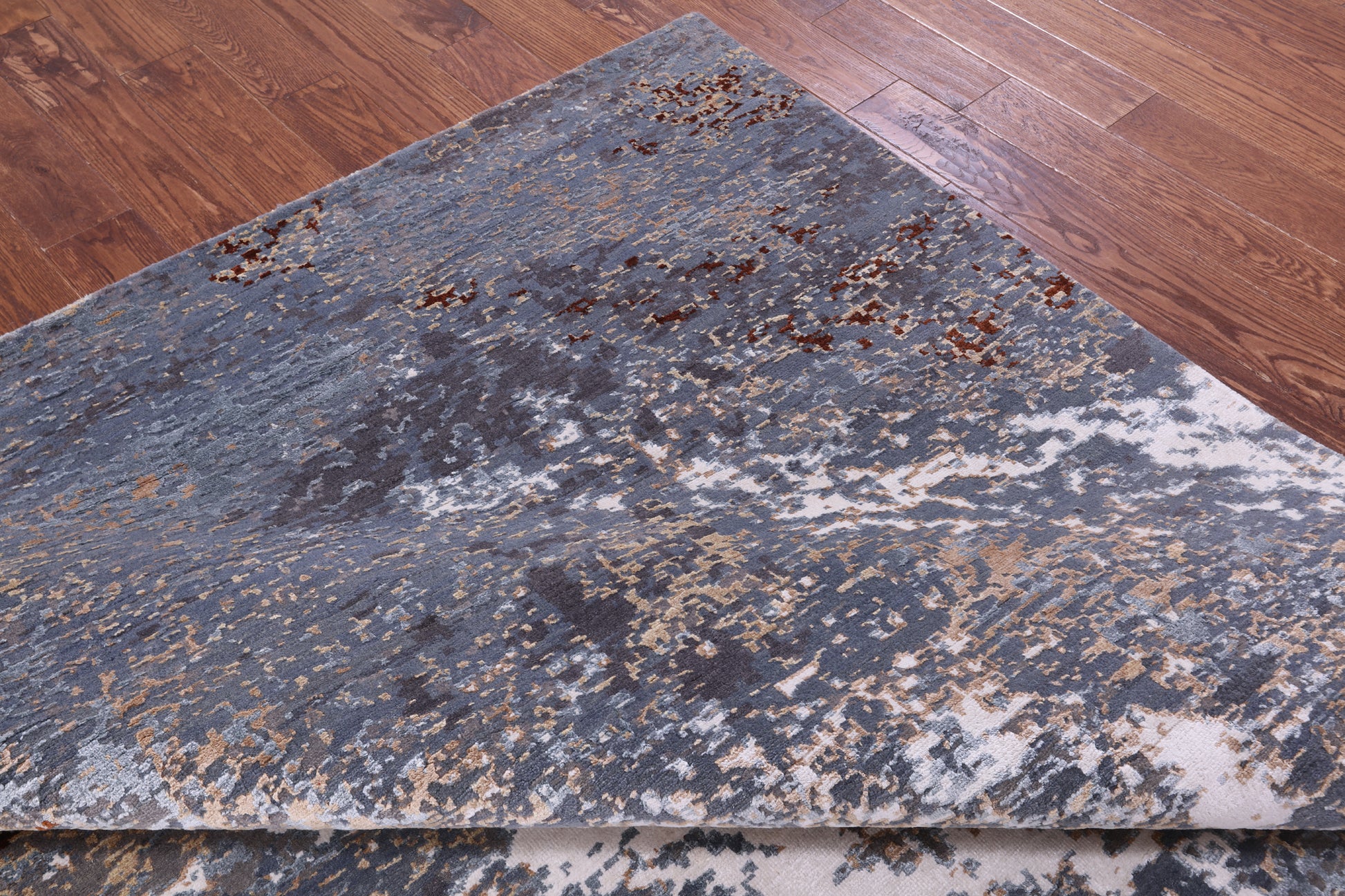 Abstract Contemporary Handmade Wool & Silk Rug - 8' 0" X 10' 3" - Golden Nile