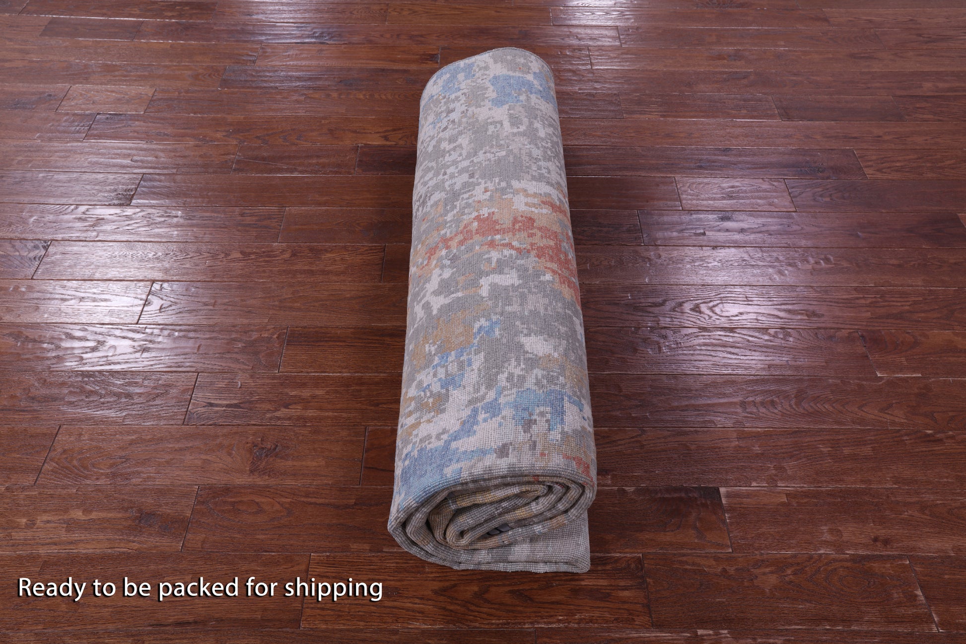 Abstract Contemporary Hand Knotted Wool & Silk Rug - 8' 0" X 10' 3" - Golden Nile