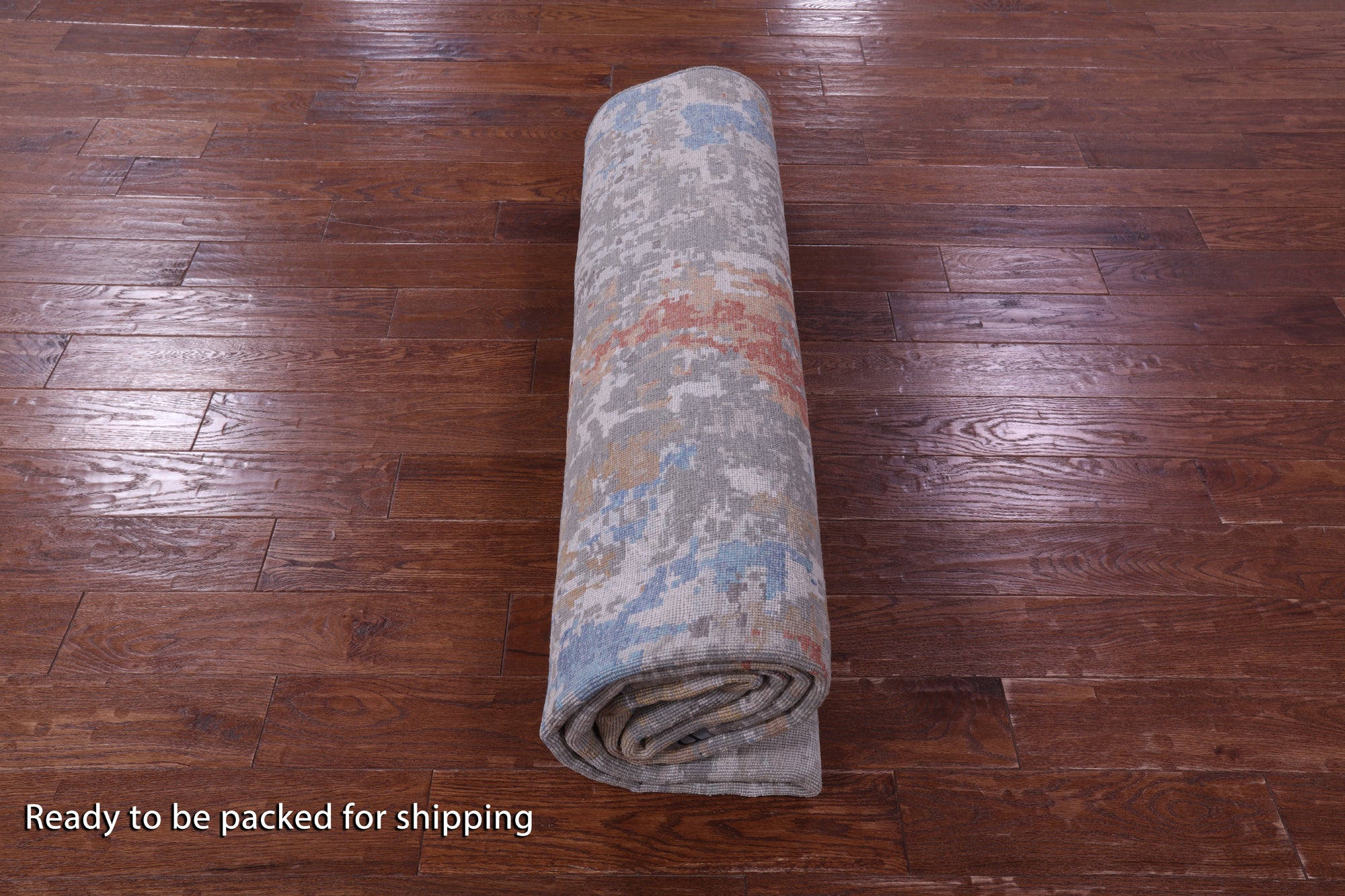 Abstract Contemporary Hand Knotted Wool & Silk Rug - 8' 0" X 10' 3" - Golden Nile