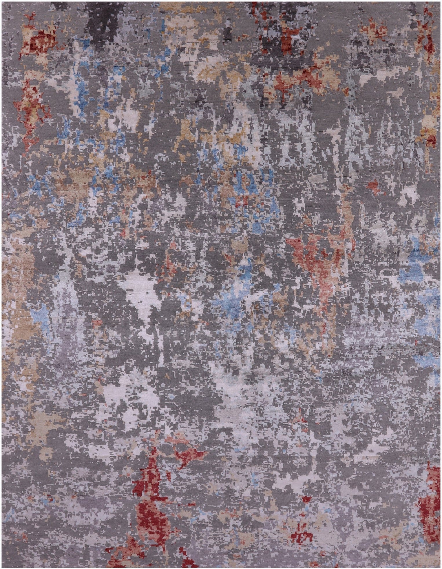 Abstract Contemporary Hand Knotted Wool & Silk Rug - 8' 0" X 10' 3" - Golden Nile