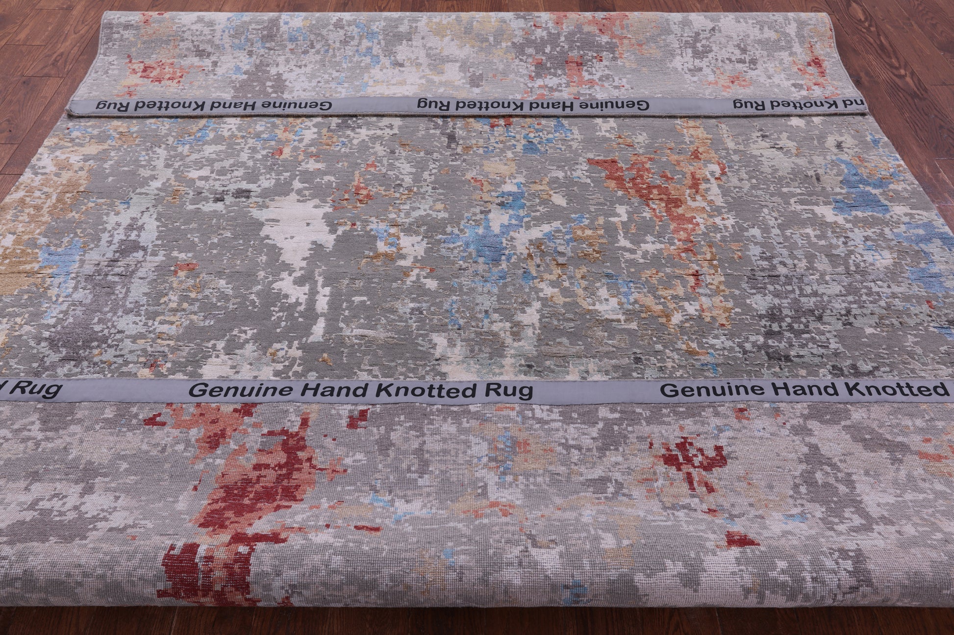 Abstract Contemporary Hand Knotted Wool & Silk Rug - 8' 0" X 10' 3" - Golden Nile
