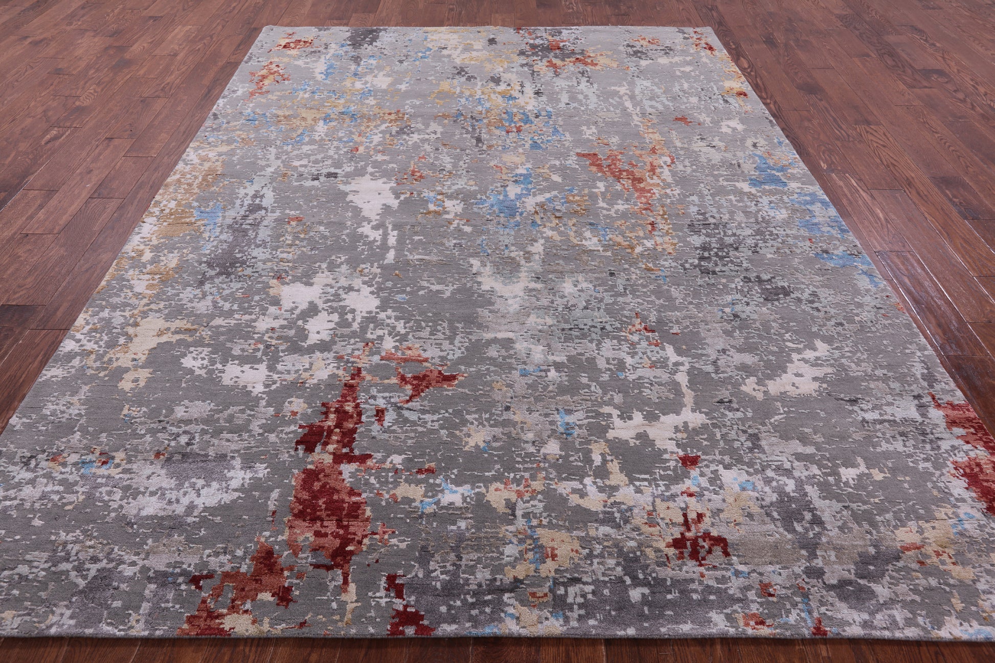 Abstract Contemporary Hand Knotted Wool & Silk Rug - 8' 0" X 10' 3" - Golden Nile