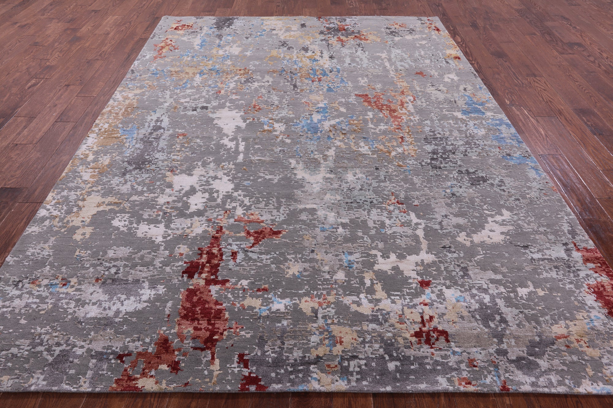 Abstract Contemporary Hand Knotted Wool & Silk Rug - 8' 0" X 10' 3" - Golden Nile