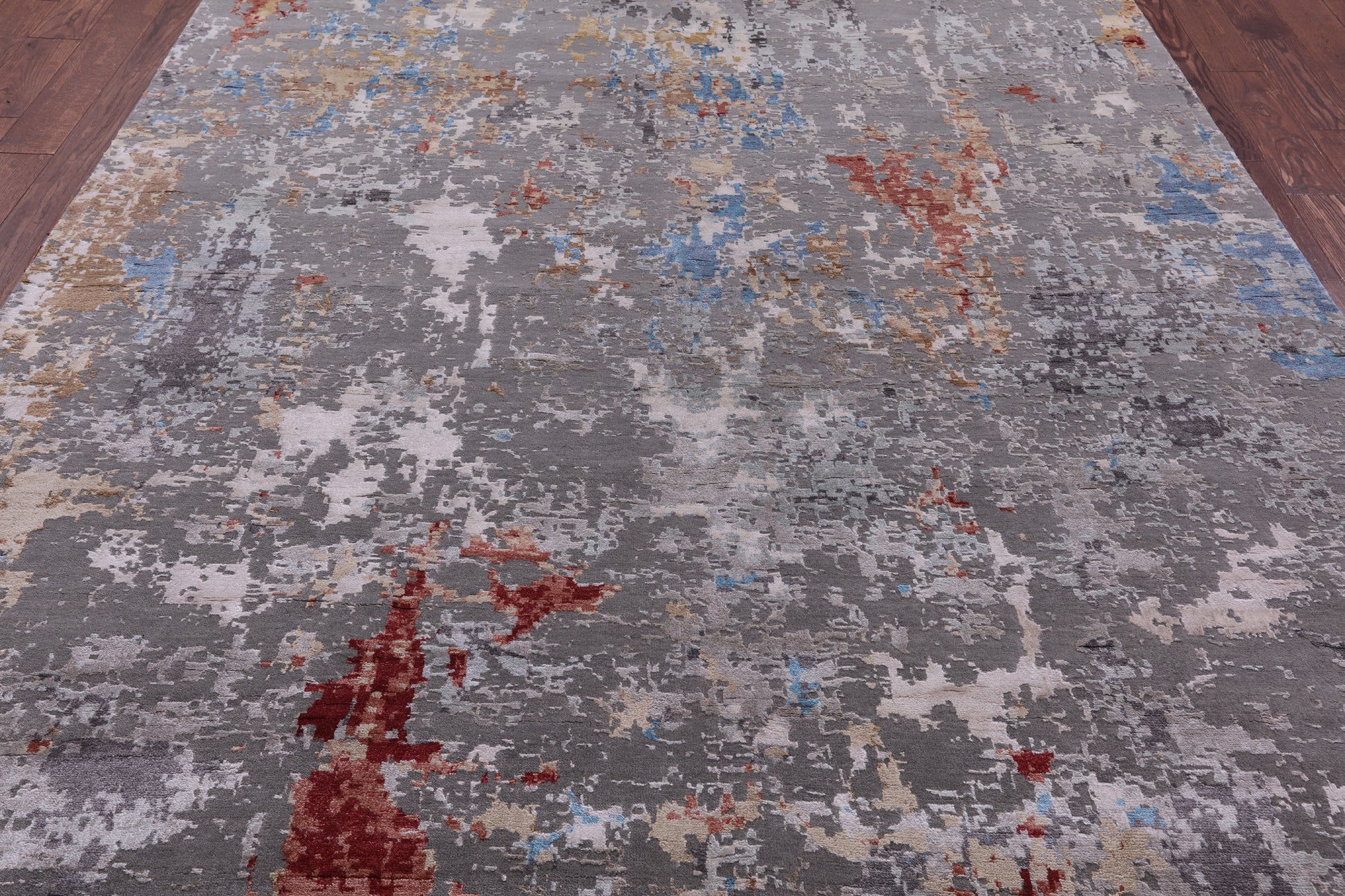 Abstract Contemporary Hand Knotted Wool & Silk Rug - 8' 0" X 10' 3" - Golden Nile