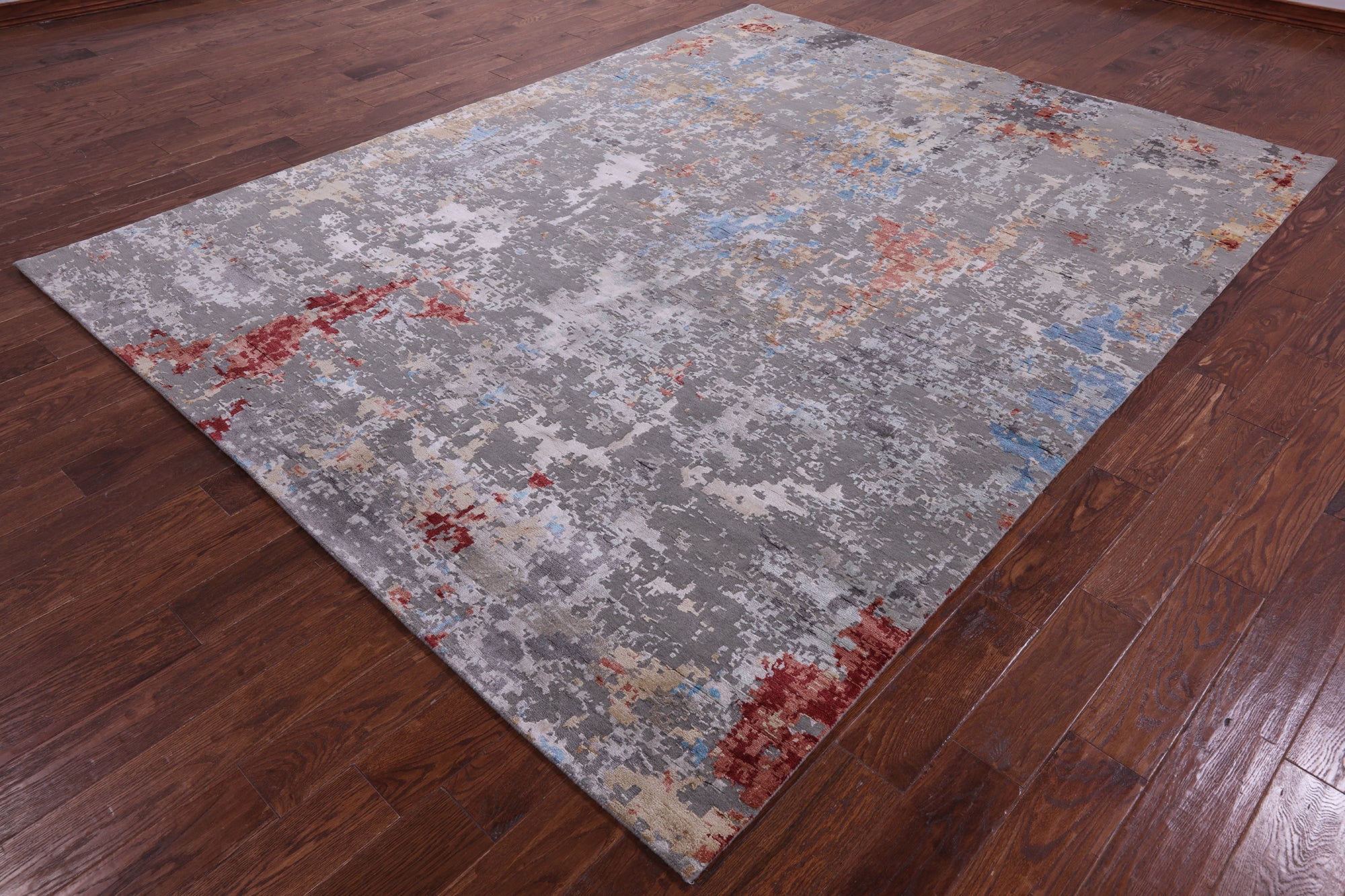 Abstract Contemporary Hand Knotted Wool & Silk Rug - 8' 0" X 10' 3" - Golden Nile