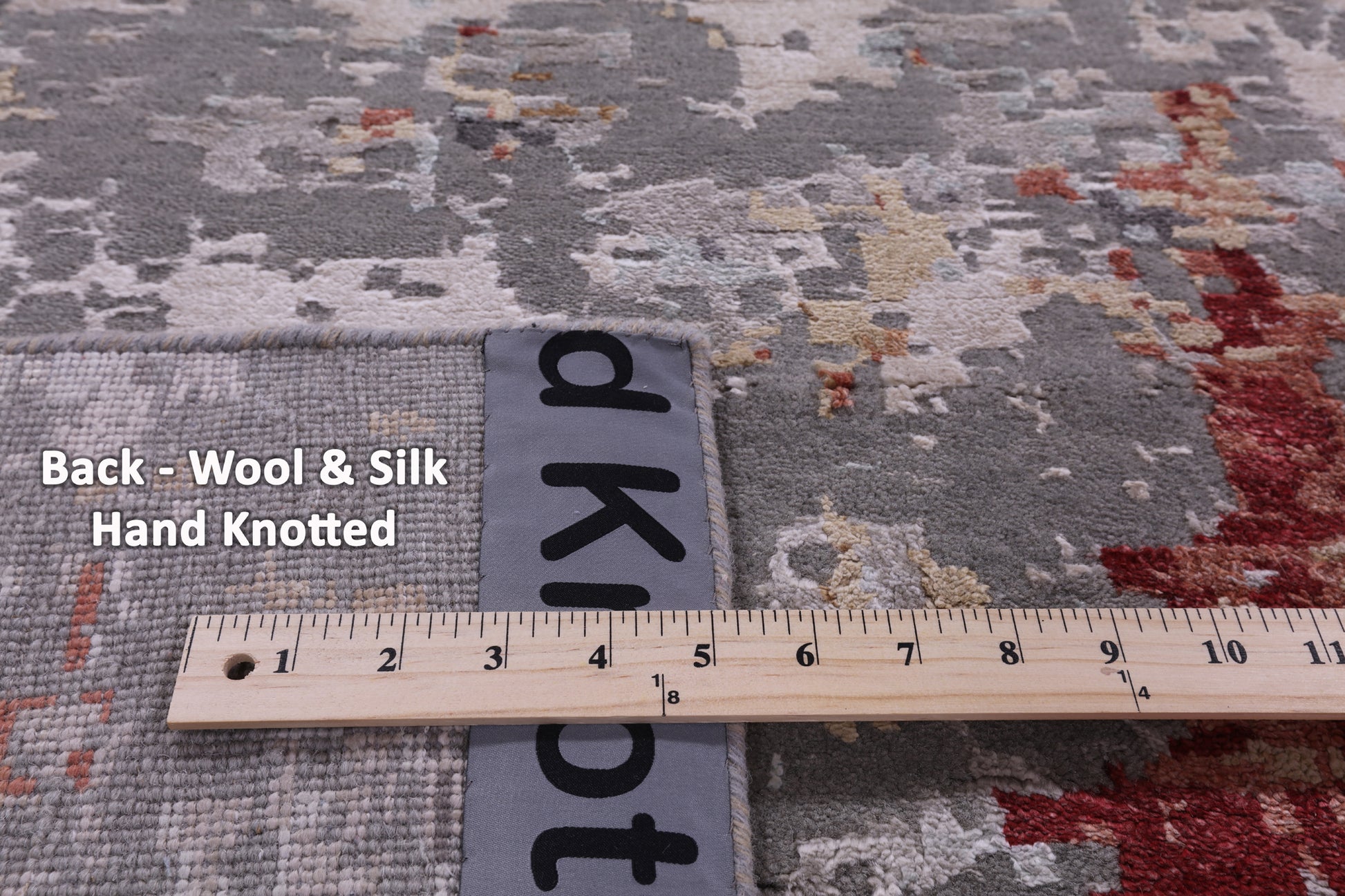 Abstract Contemporary Hand Knotted Wool & Silk Rug - 8' 0" X 10' 3" - Golden Nile