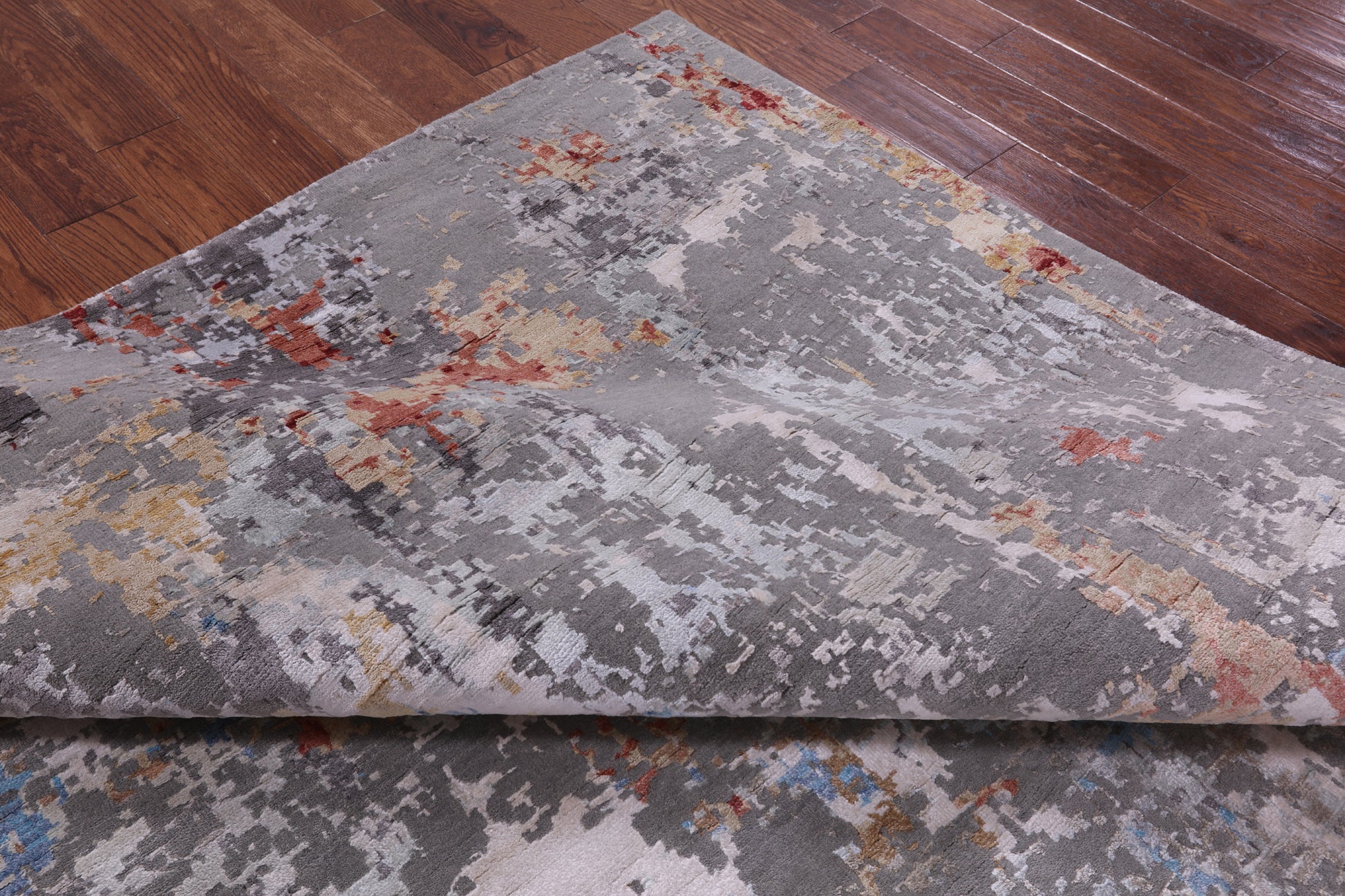 Abstract Contemporary Hand Knotted Wool & Silk Rug - 8' 0" X 10' 3" - Golden Nile