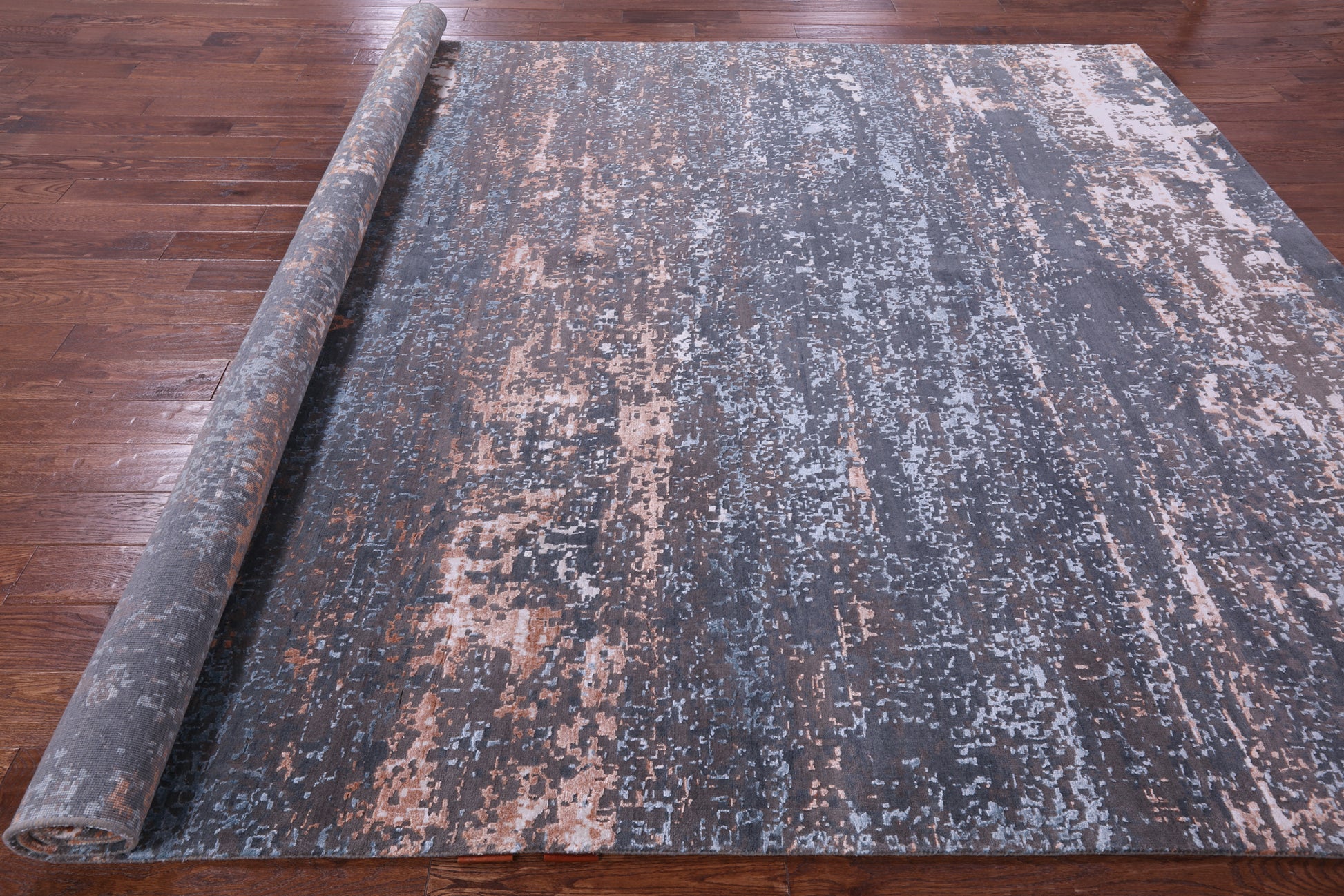 Abstract Contemporary Hand Knotted Wool & Silk Rug - 9' 2" X 11' 10" - Golden Nile
