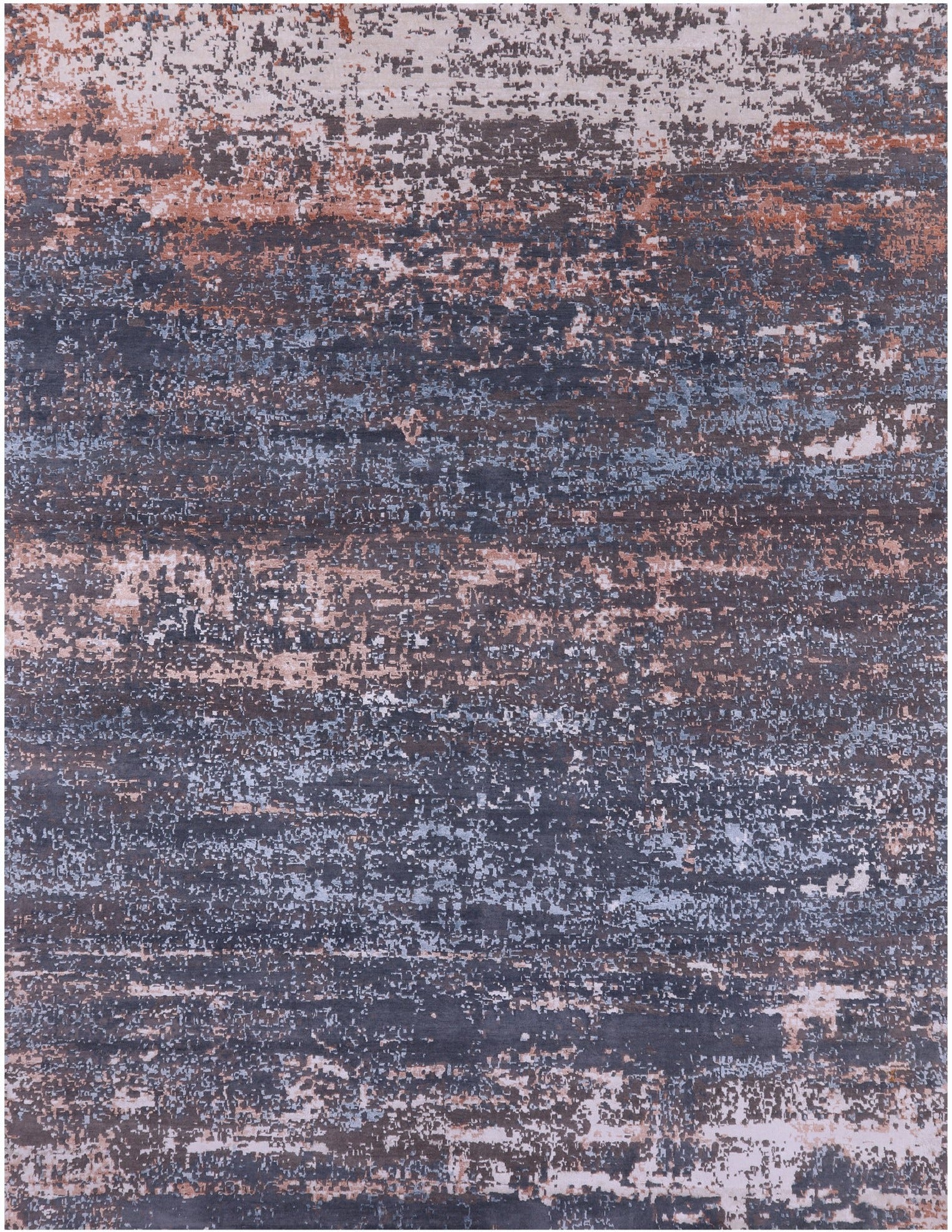 Abstract Contemporary Hand Knotted Wool & Silk Rug - 9' 2" X 11' 10" - Golden Nile