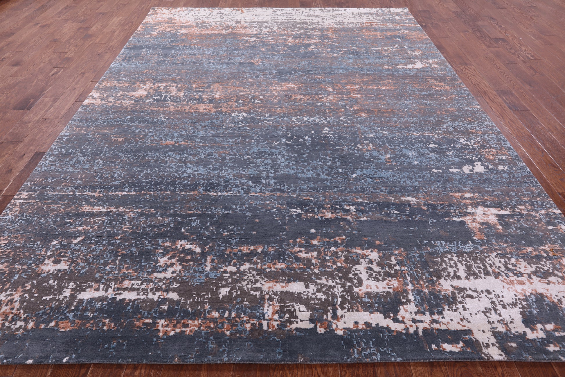 Abstract Contemporary Hand Knotted Wool & Silk Rug - 9' 2" X 11' 10" - Golden Nile