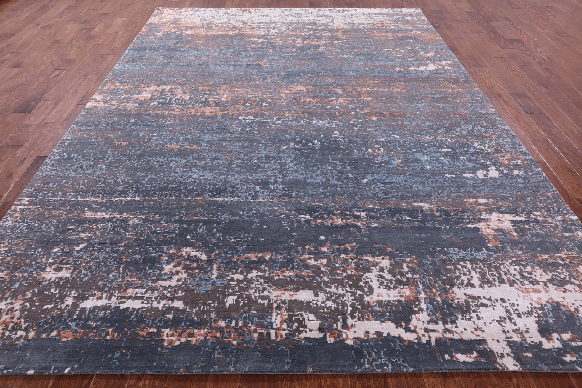 Abstract Contemporary Hand Knotted Wool & Silk Rug - 9' 2" X 11' 10" - Golden Nile