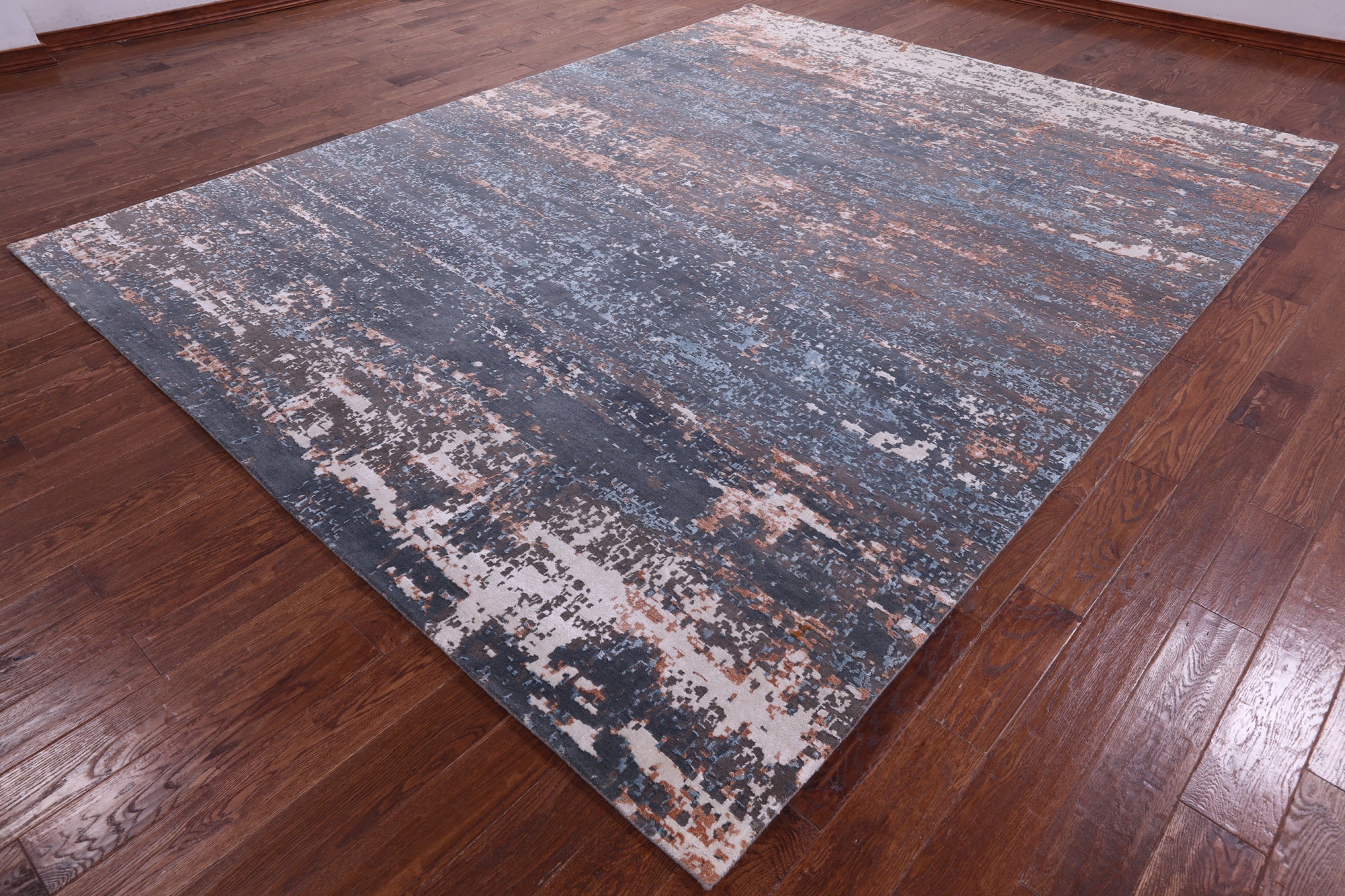 Abstract Contemporary Hand Knotted Wool & Silk Rug - 9' 2" X 11' 10" - Golden Nile