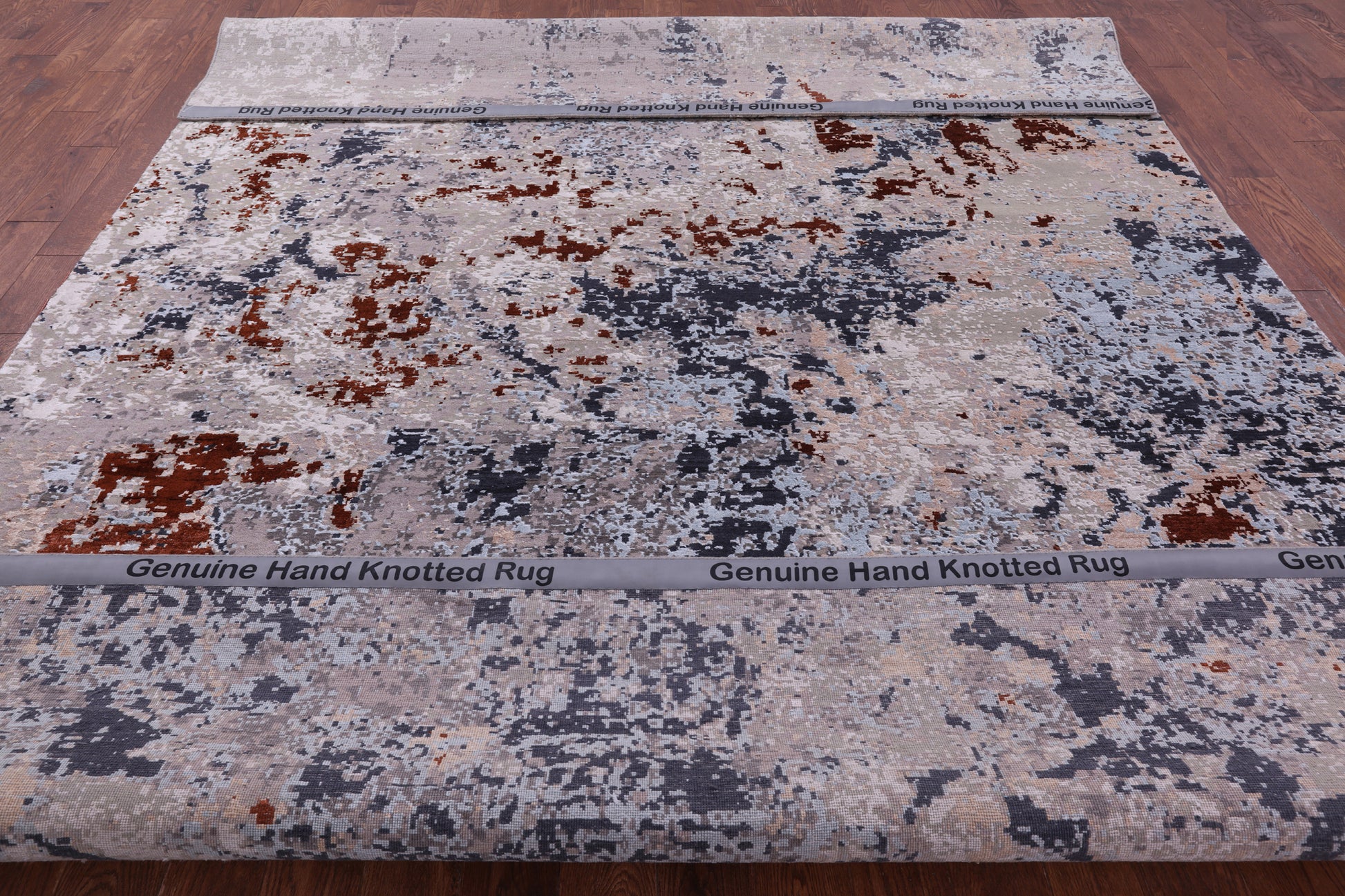 Abstract Contemporary Handmade Wool & Silk Rug - 8' 11" X 12' 1" - Golden Nile