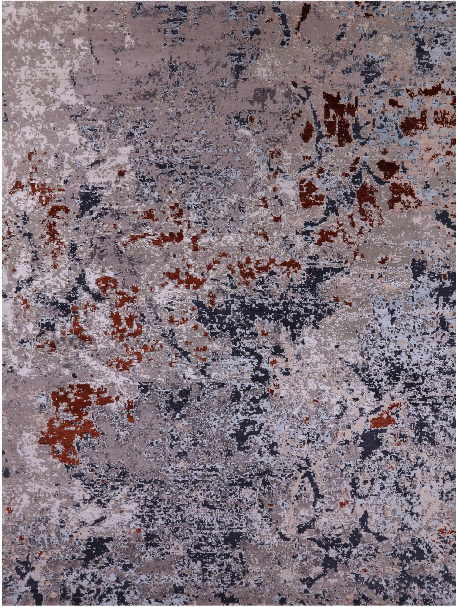 Abstract Contemporary Handmade Wool & Silk Rug - 8' 11" X 12' 1" - Golden Nile