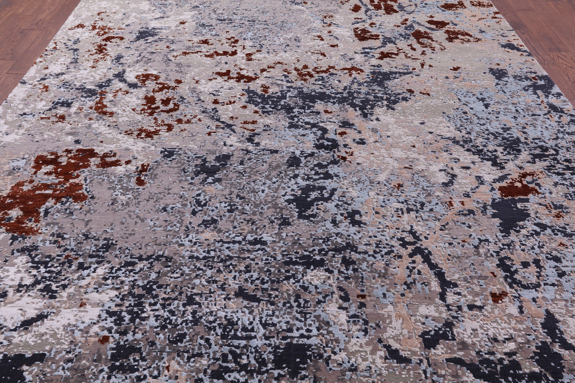 Abstract Contemporary Handmade Wool & Silk Rug - 8' 11" X 12' 1" - Golden Nile