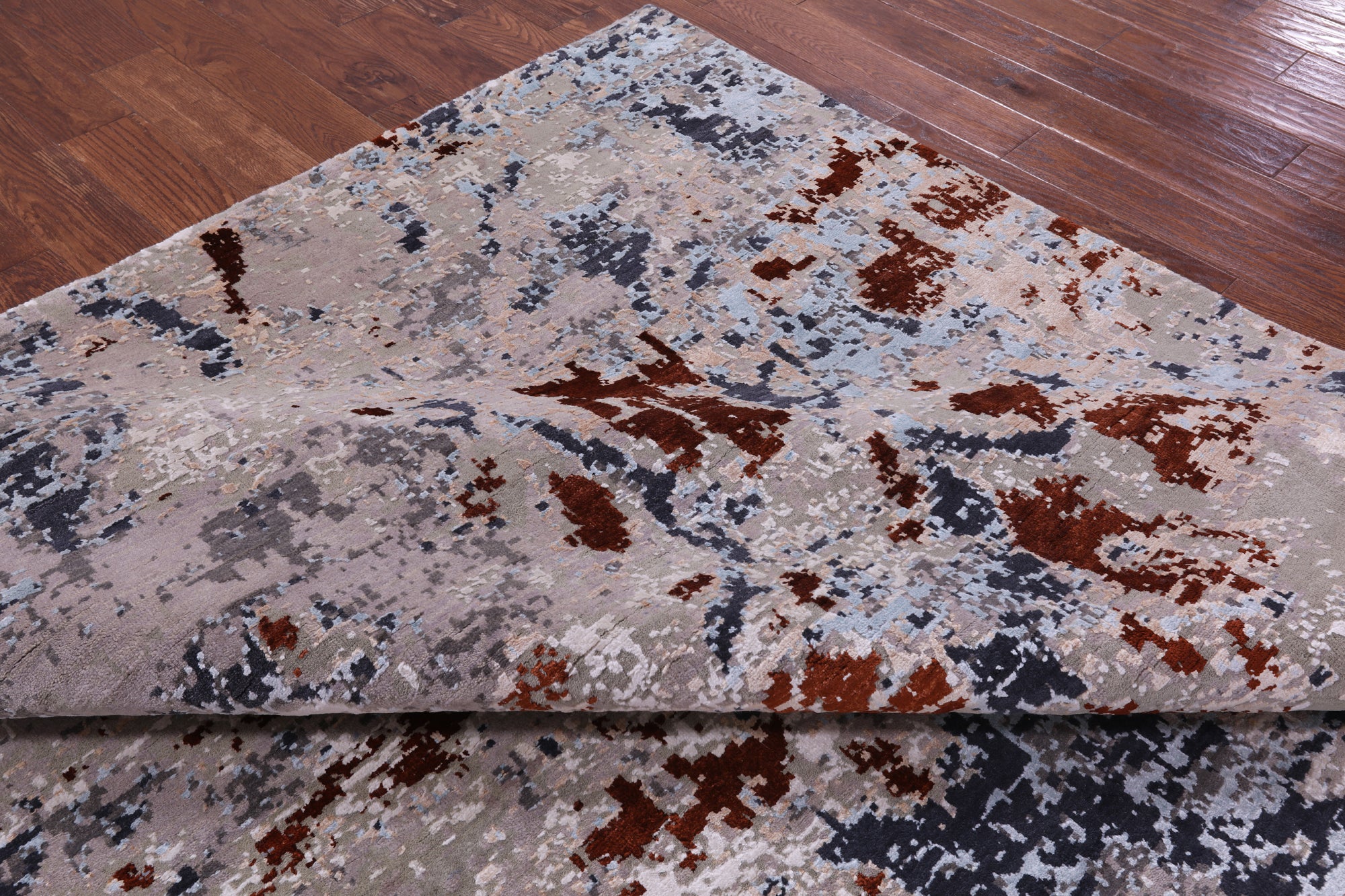 Abstract Contemporary Handmade Wool & Silk Rug - 8' 11" X 12' 1" - Golden Nile
