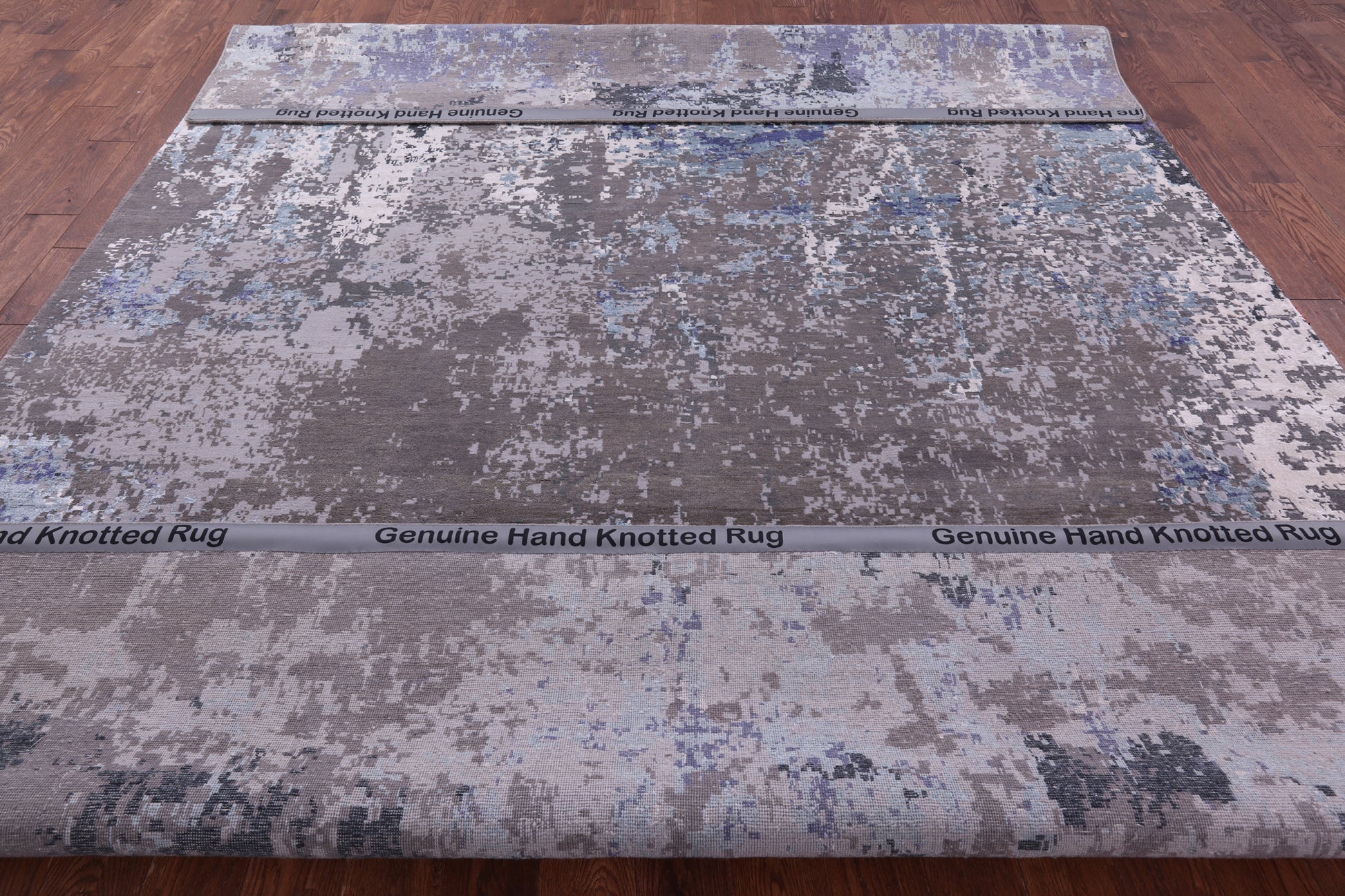 Abstract Contemporary Hand Knotted Wool & Silk Rug - 8' 11" X 12' 2" - Golden Nile