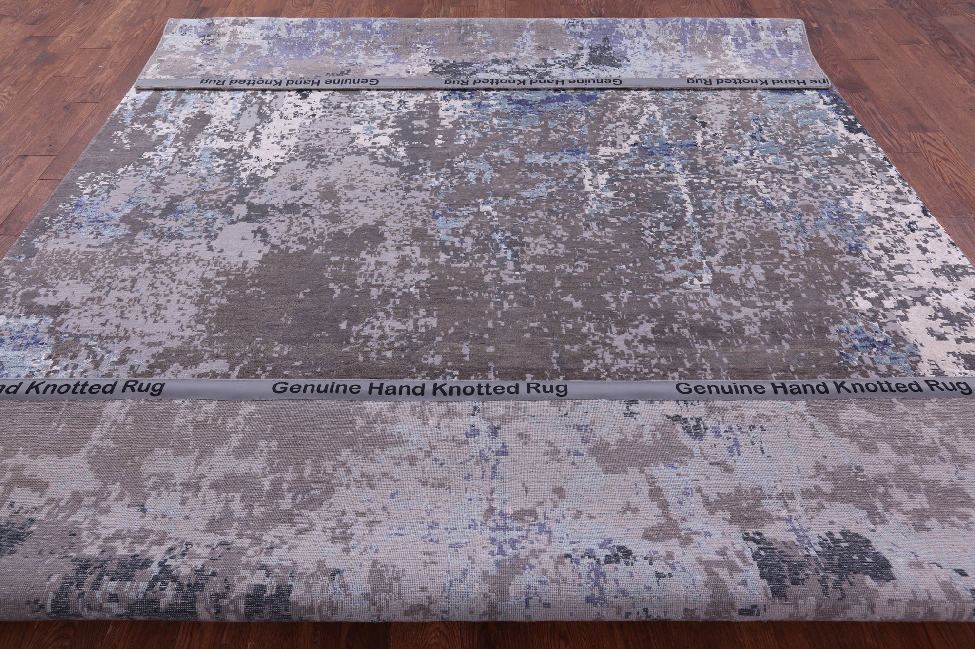 Abstract Contemporary Hand Knotted Wool & Silk Rug - 8' 11" X 12' 2" - Golden Nile