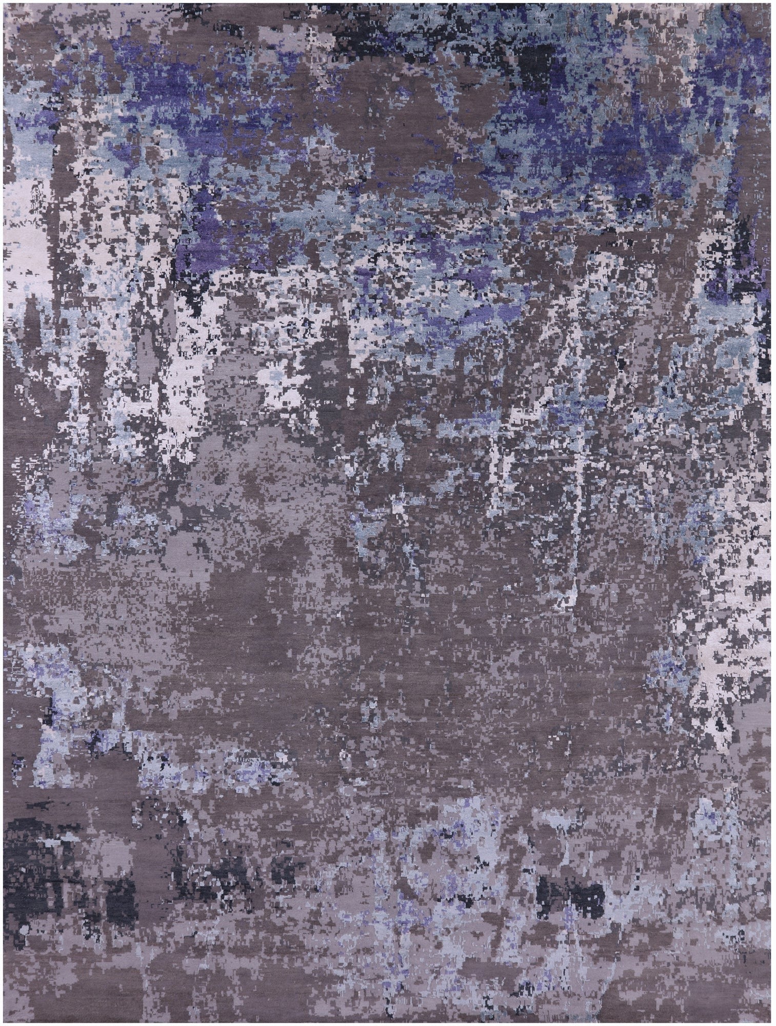 Abstract Contemporary Hand Knotted Wool & Silk Rug - 8' 11" X 12' 2" - Golden Nile