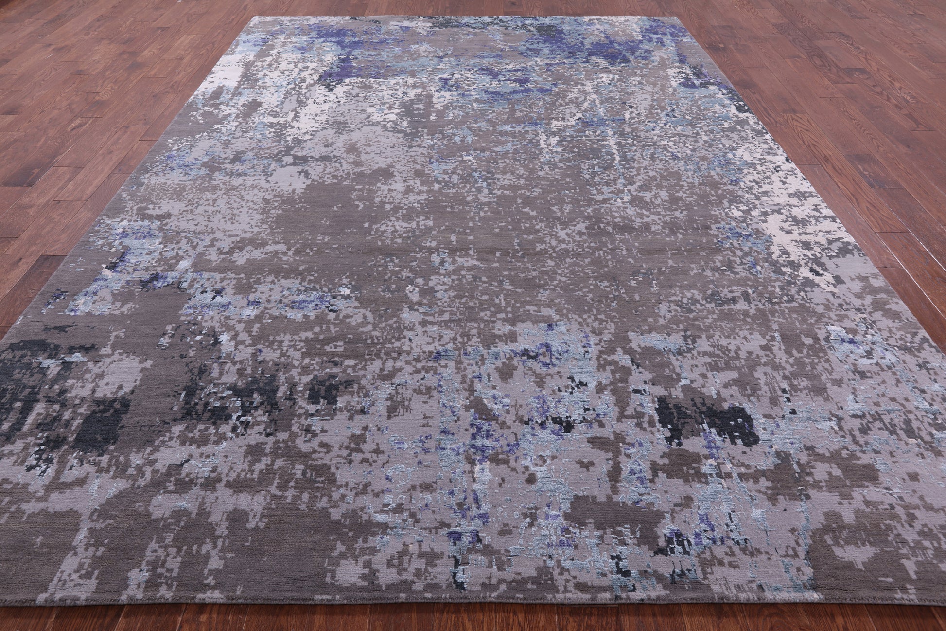 Abstract Contemporary Hand Knotted Wool & Silk Rug - 8' 11" X 12' 2" - Golden Nile