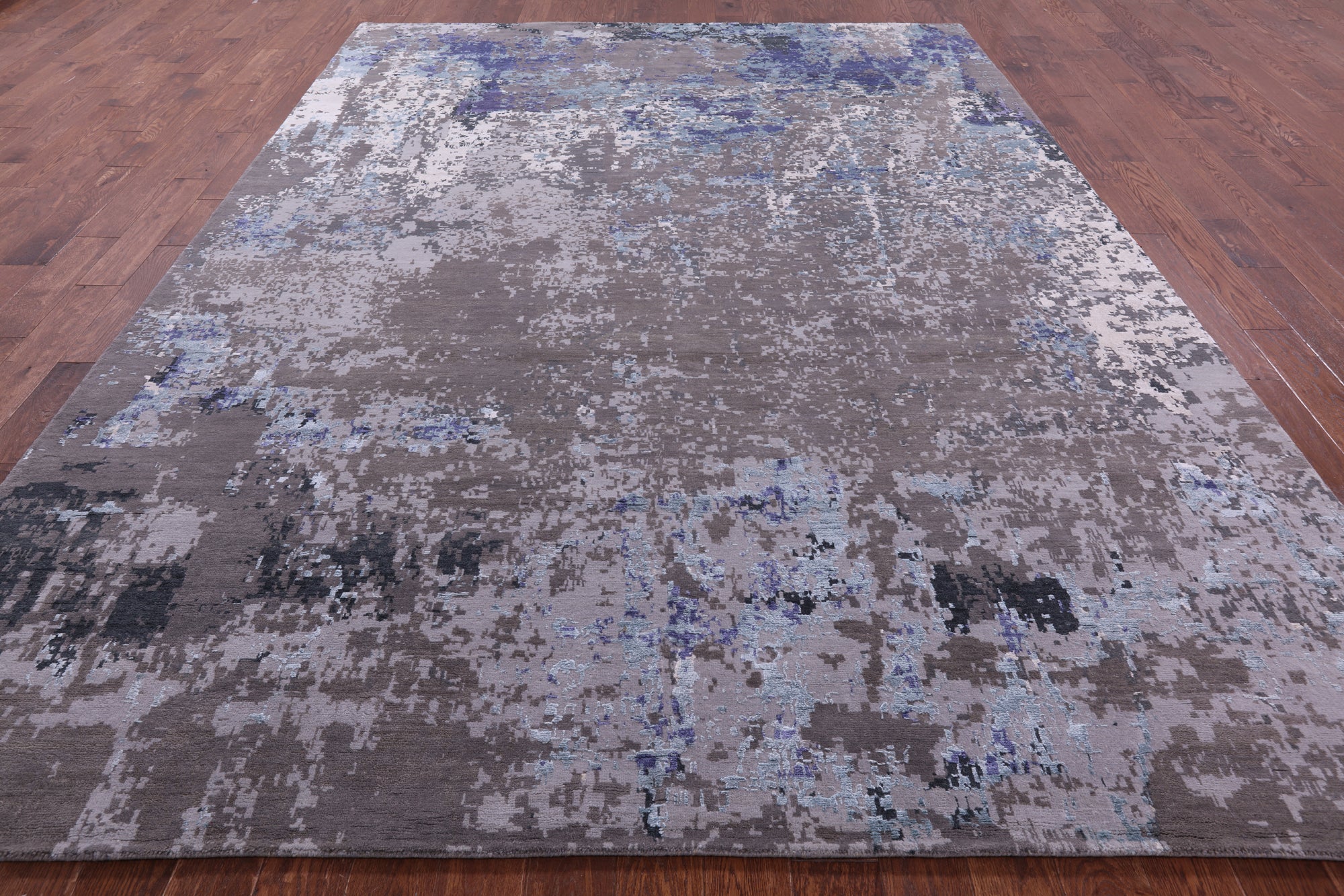 Abstract Contemporary Hand Knotted Wool & Silk Rug - 8' 11" X 12' 2" - Golden Nile