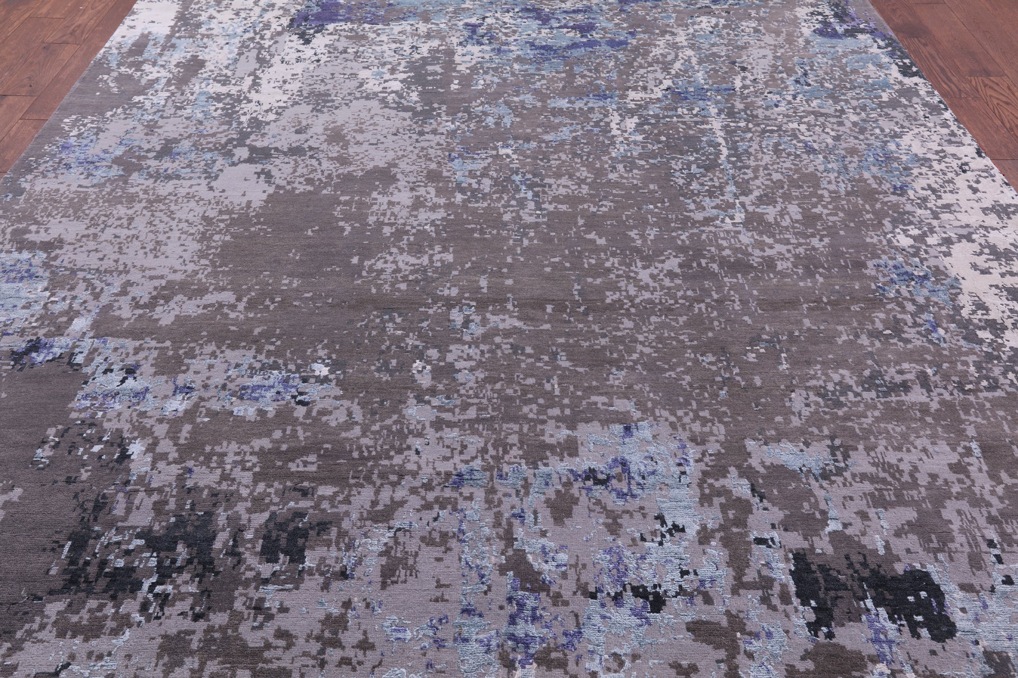 Abstract Contemporary Hand Knotted Wool & Silk Rug - 8' 11" X 12' 2" - Golden Nile