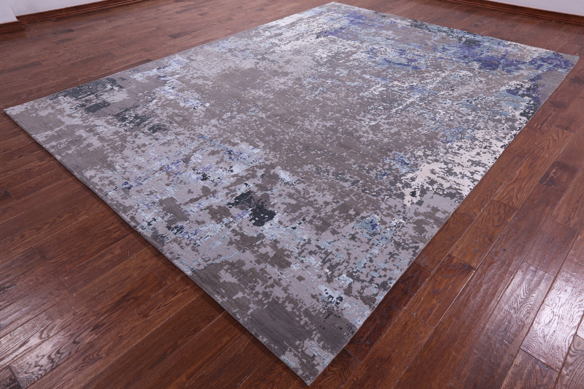 Abstract Contemporary Hand Knotted Wool & Silk Rug - 8' 11" X 12' 2" - Golden Nile