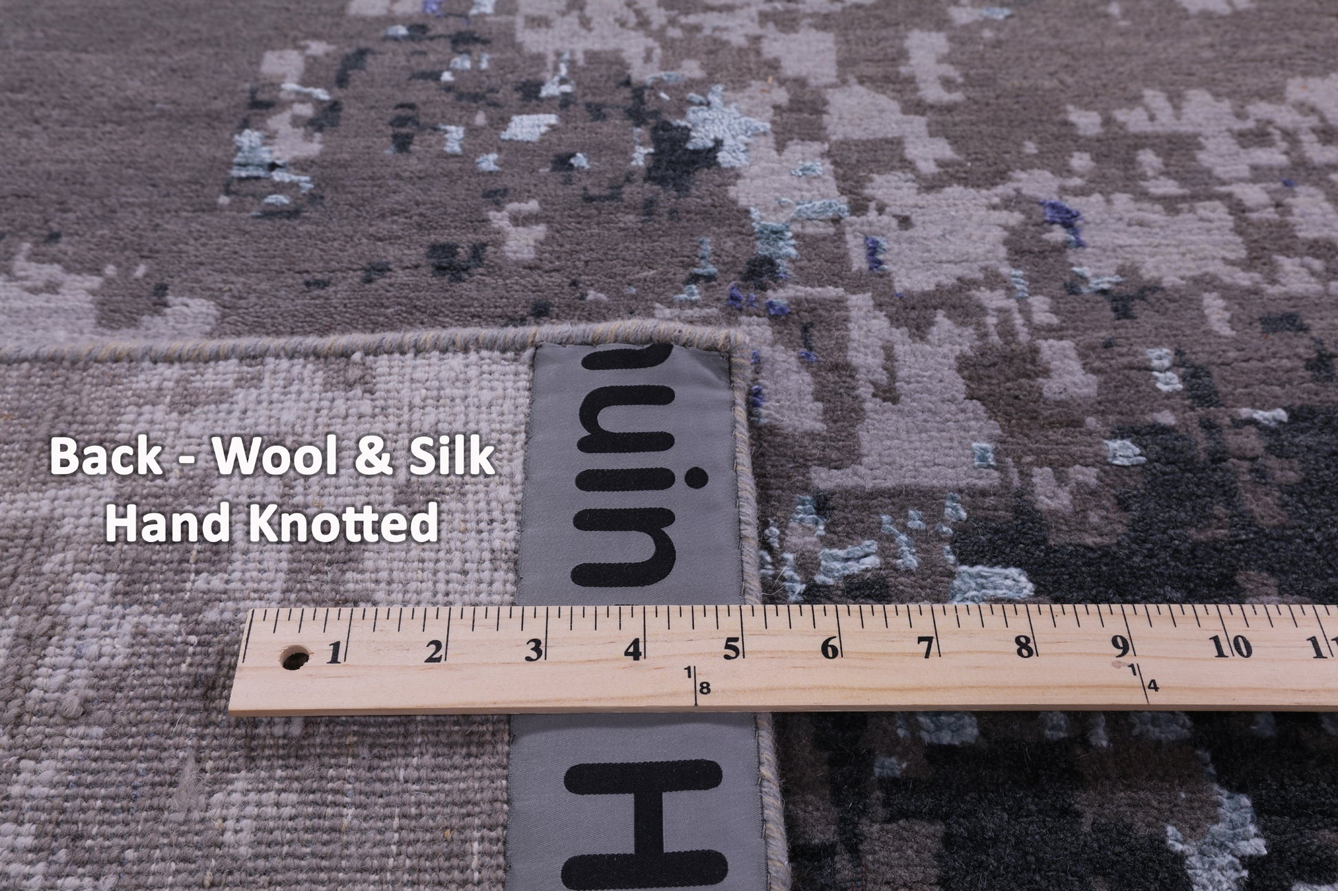 Abstract Contemporary Hand Knotted Wool & Silk Rug - 8' 11" X 12' 2" - Golden Nile
