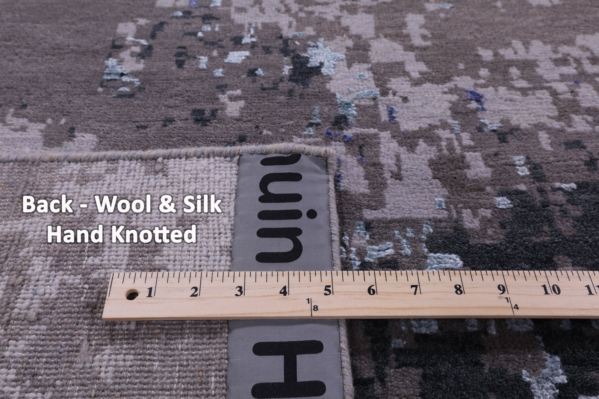 Abstract Contemporary Hand Knotted Wool & Silk Rug - 8' 11" X 12' 2" - Golden Nile