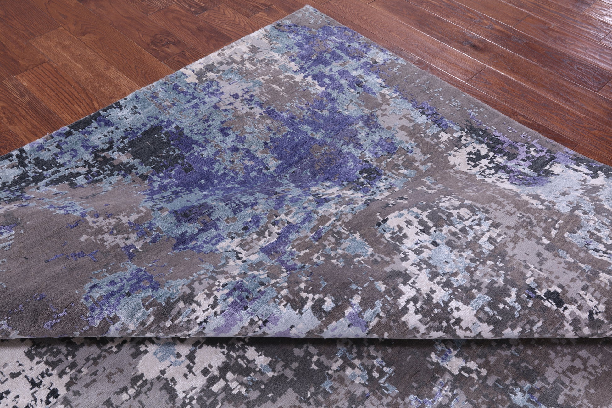 Abstract Contemporary Hand Knotted Wool & Silk Rug - 8' 11" X 12' 2" - Golden Nile