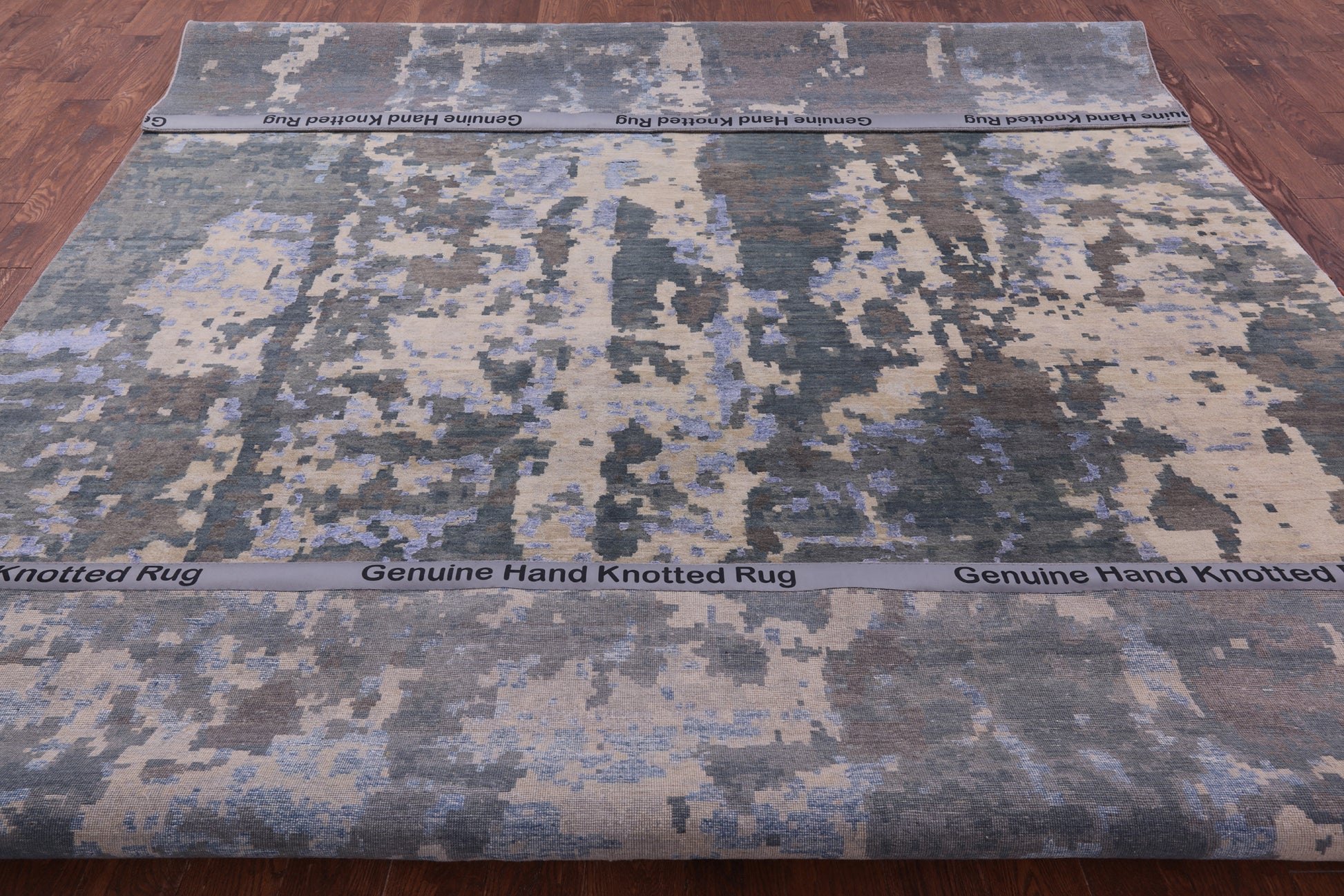 Abstract Contemporary Hand Knotted Wool & Silk Rug - 9' 2" X 12' 1" - Golden Nile