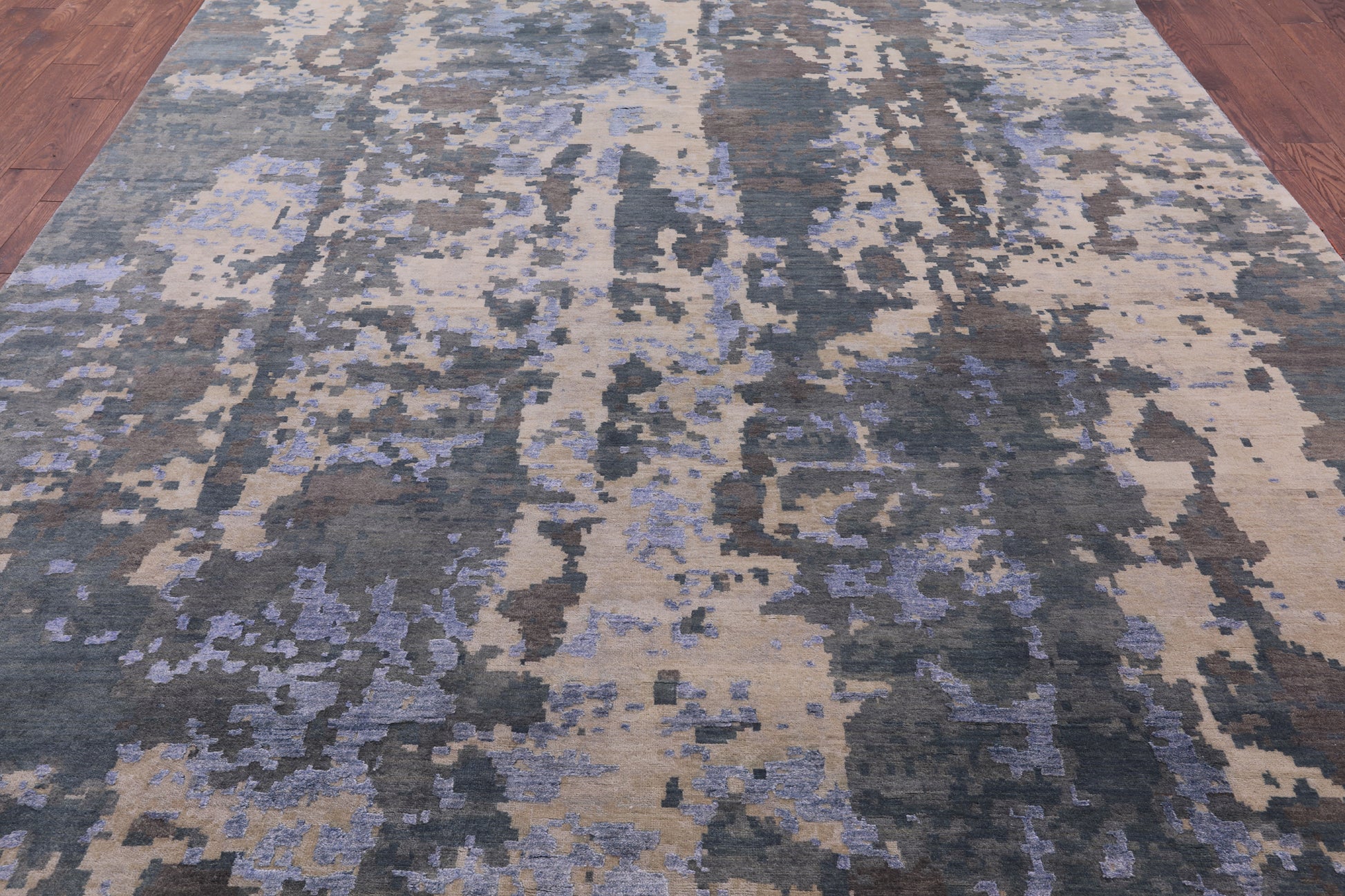 Abstract Contemporary Hand Knotted Wool & Silk Rug - 9' 2" X 12' 1" - Golden Nile