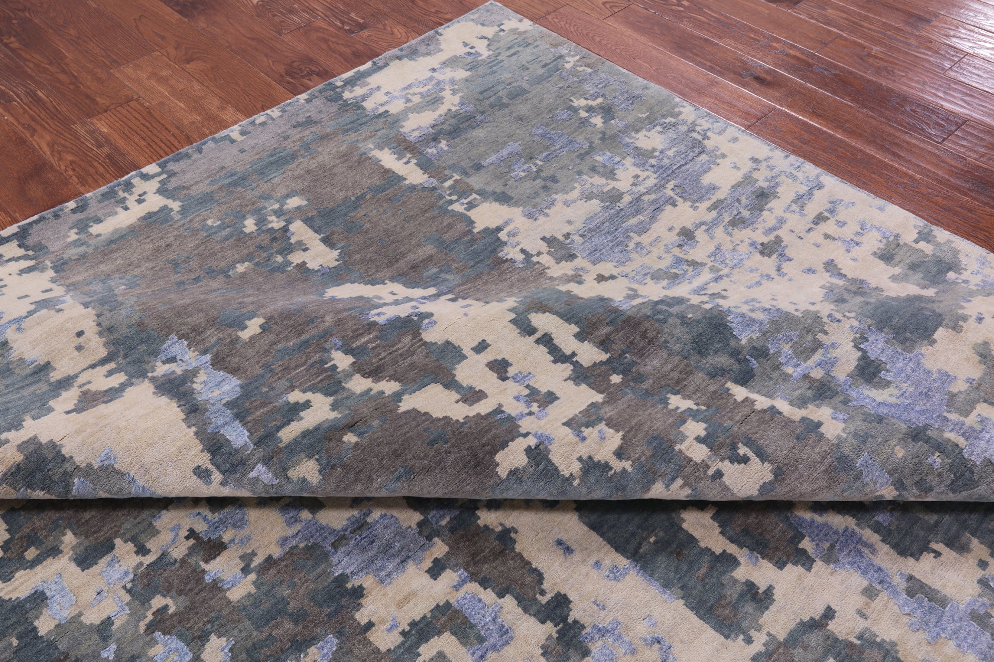 Abstract Contemporary Hand Knotted Wool & Silk Rug - 9' 2" X 12' 1" - Golden Nile