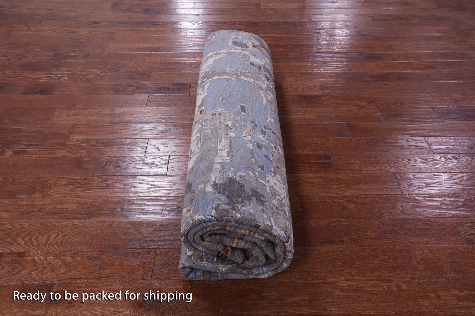 Abstract Contemporary Hand Knotted Wool & Silk Rug - 9' 0" X 12' 3" - Golden Nile