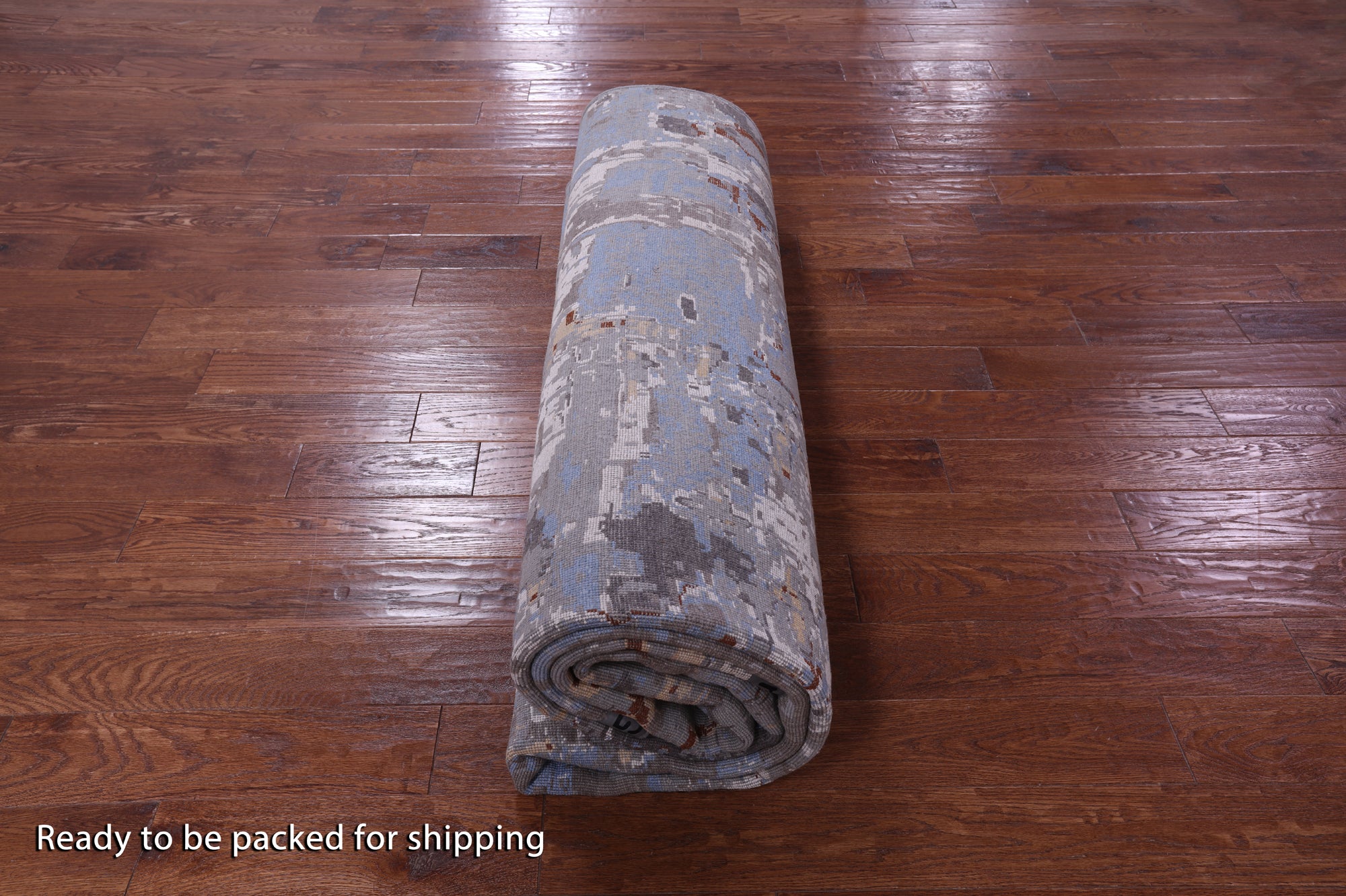 Abstract Contemporary Hand Knotted Wool & Silk Rug - 9' 0" X 12' 3" - Golden Nile