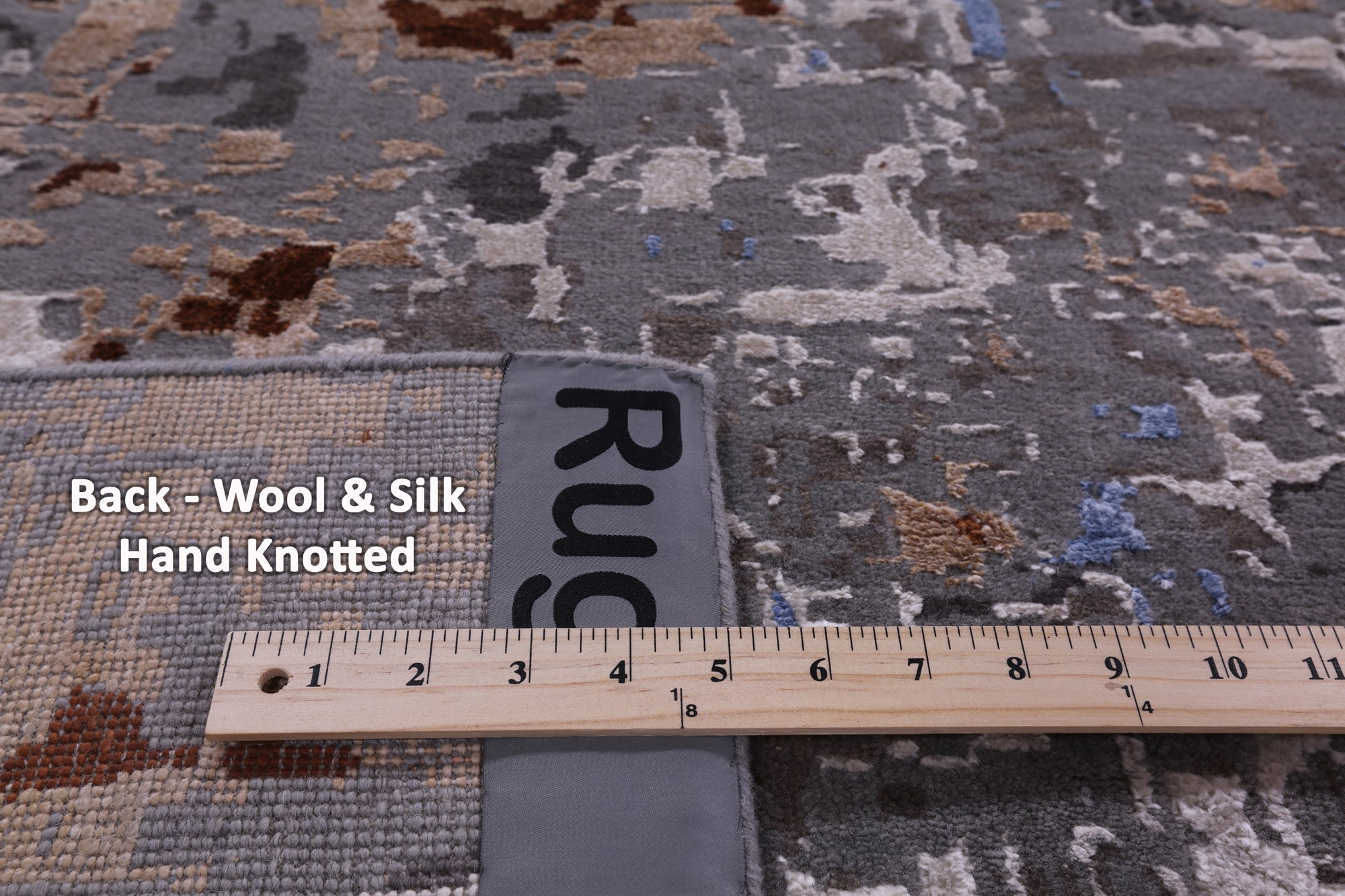 Abstract Contemporary Hand Knotted Wool & Silk Rug - 9' 0" X 12' 3" - Golden Nile