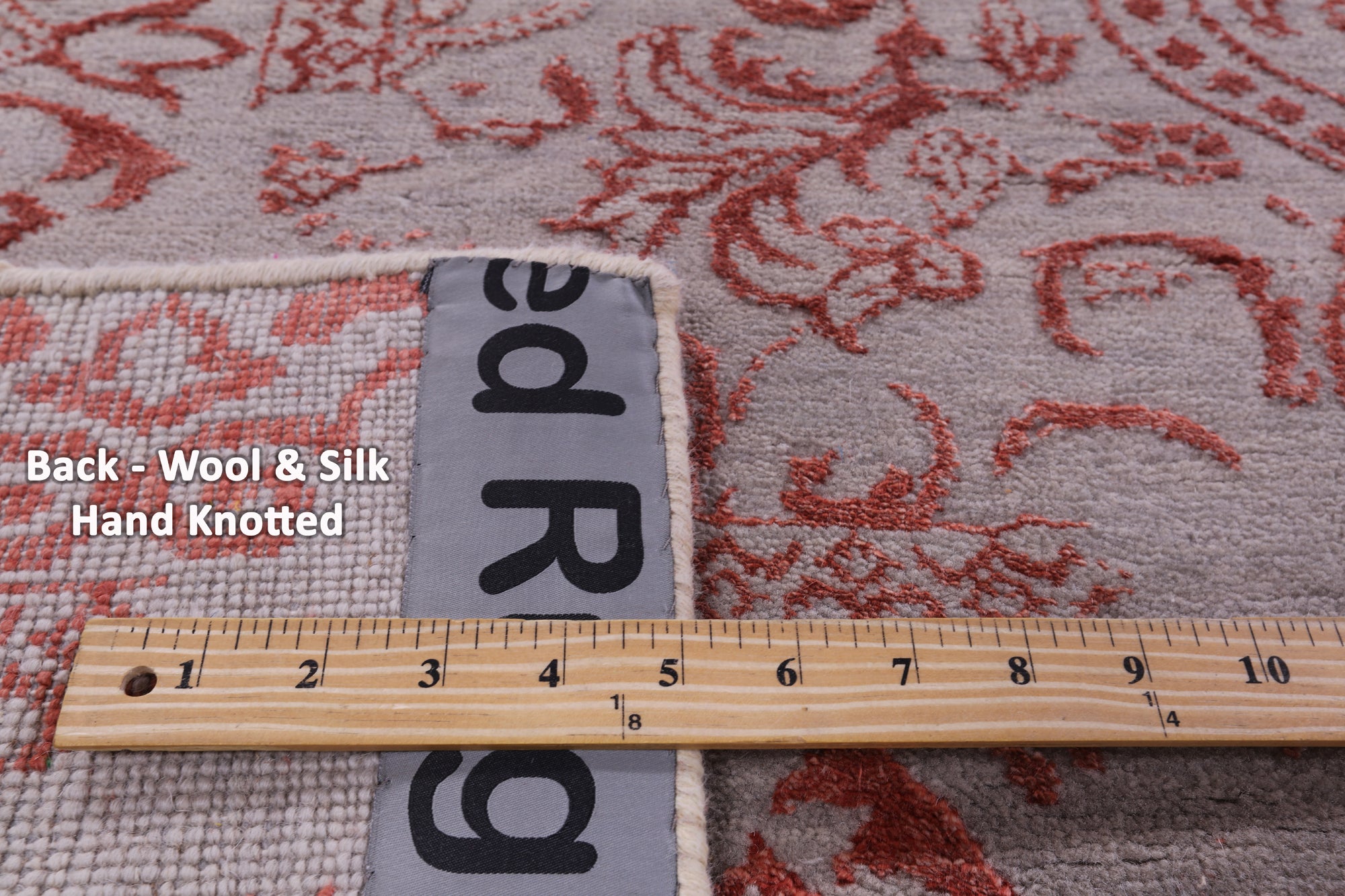 Grey Persian Hand Knotted Wool & Silk Rug - 9' 0" X 12' 3" - Golden Nile