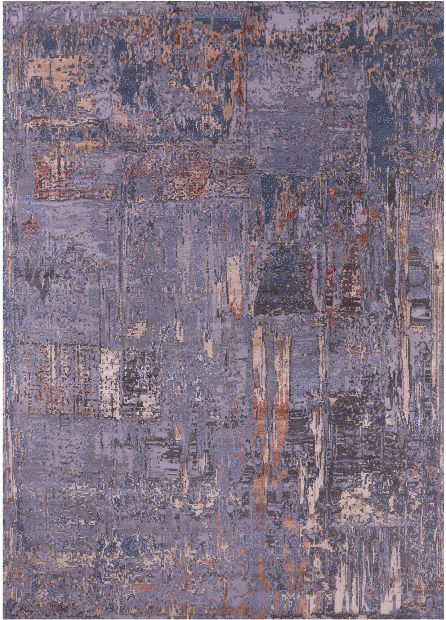 Abstract Contemporary Hand Knotted Wool & Silk Rug - 10' 0" X 14' 1" - Golden Nile