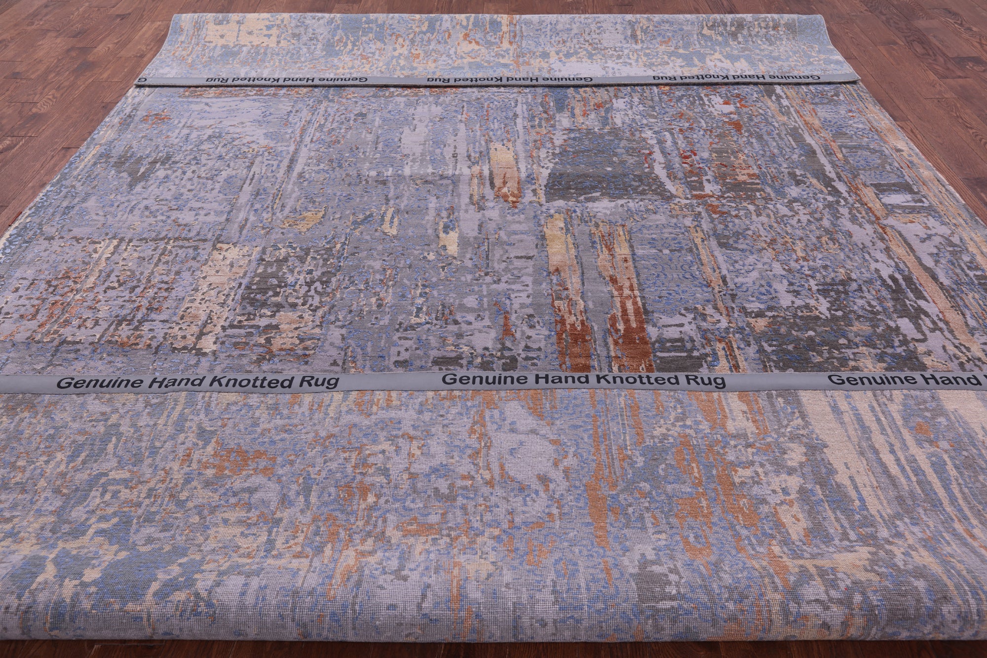 Abstract Contemporary Hand Knotted Wool & Silk Rug - 10' 0" X 14' 1" - Golden Nile