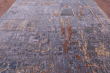 Abstract Contemporary Hand Knotted Wool & Silk Rug - 10' 0" X 14' 1" - Golden Nile