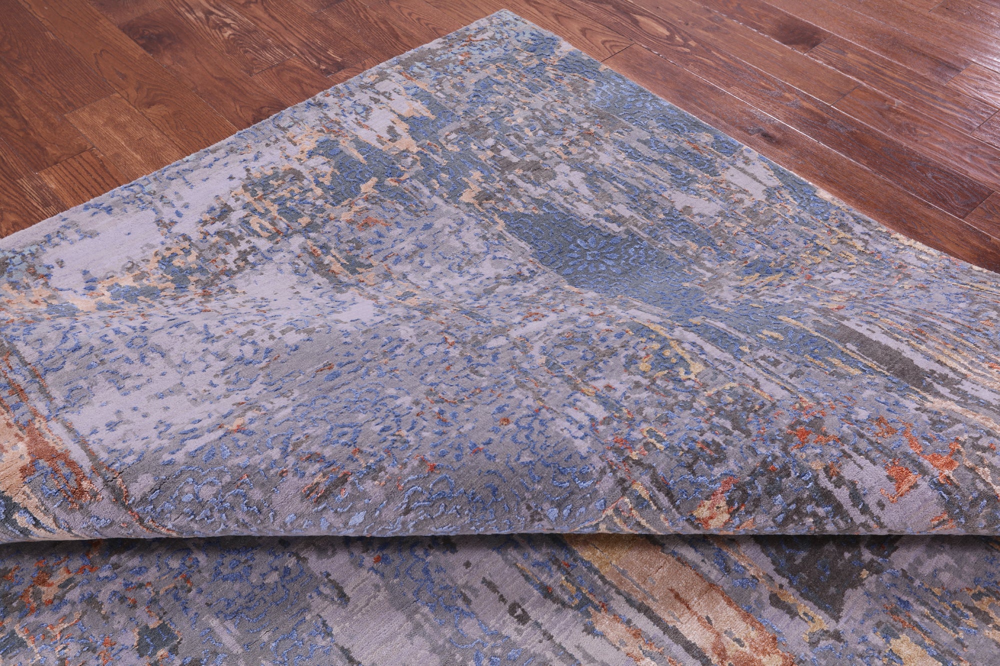 Abstract Contemporary Hand Knotted Wool & Silk Rug - 10' 0" X 14' 1" - Golden Nile