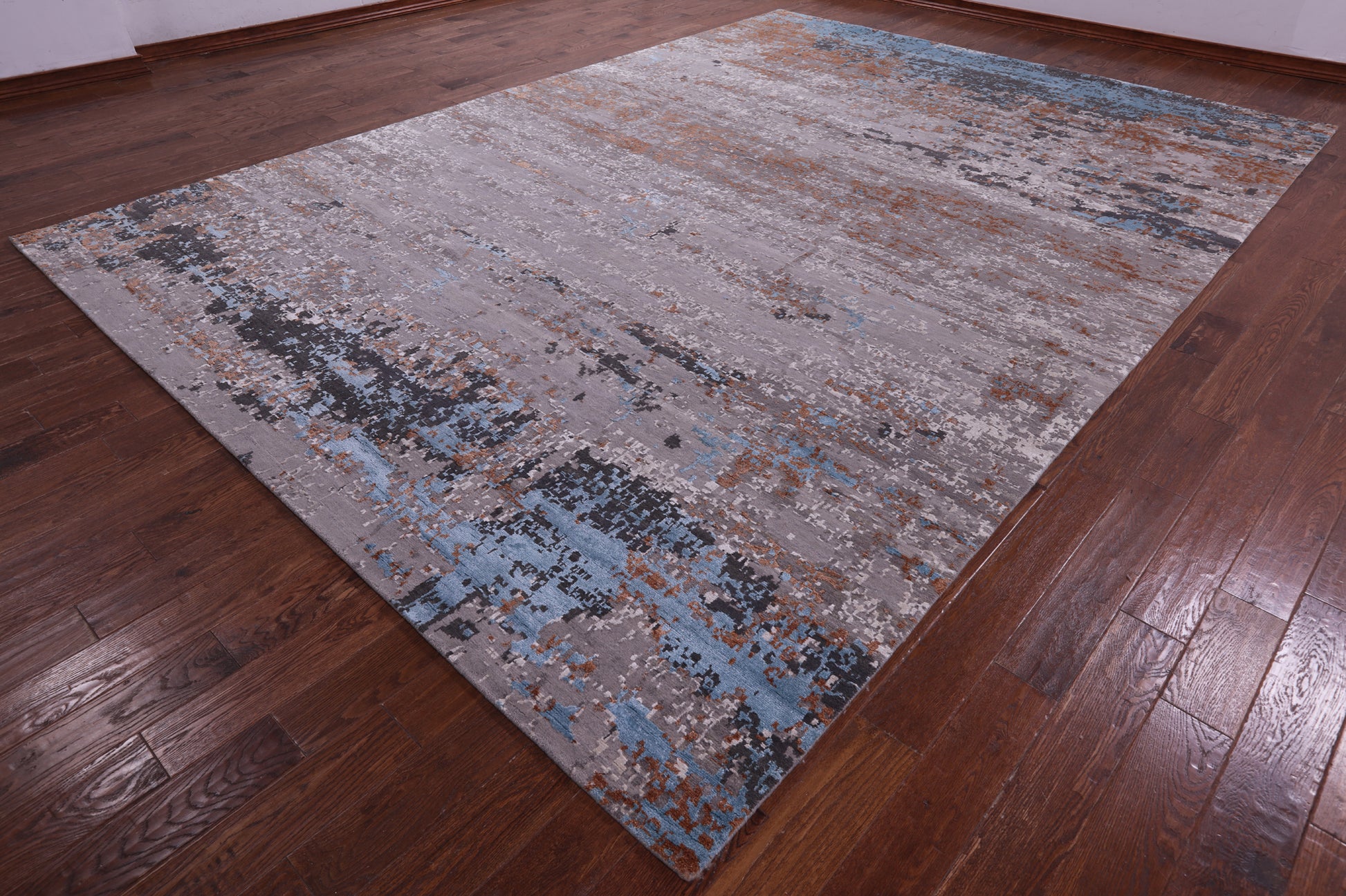 Abstract Contemporary Hand Knotted Wool & Silk Rug - 10' 1" X 14' 2" - Golden Nile