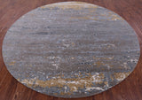 Round Abstract Contemporary Hand Knotted Wool & Silk Rug - 9' 11" X 9' 9" - Golden Nile