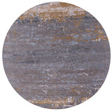 Round Abstract Contemporary Hand Knotted Wool & Silk Rug - 9' 11" X 9' 9" - Golden Nile