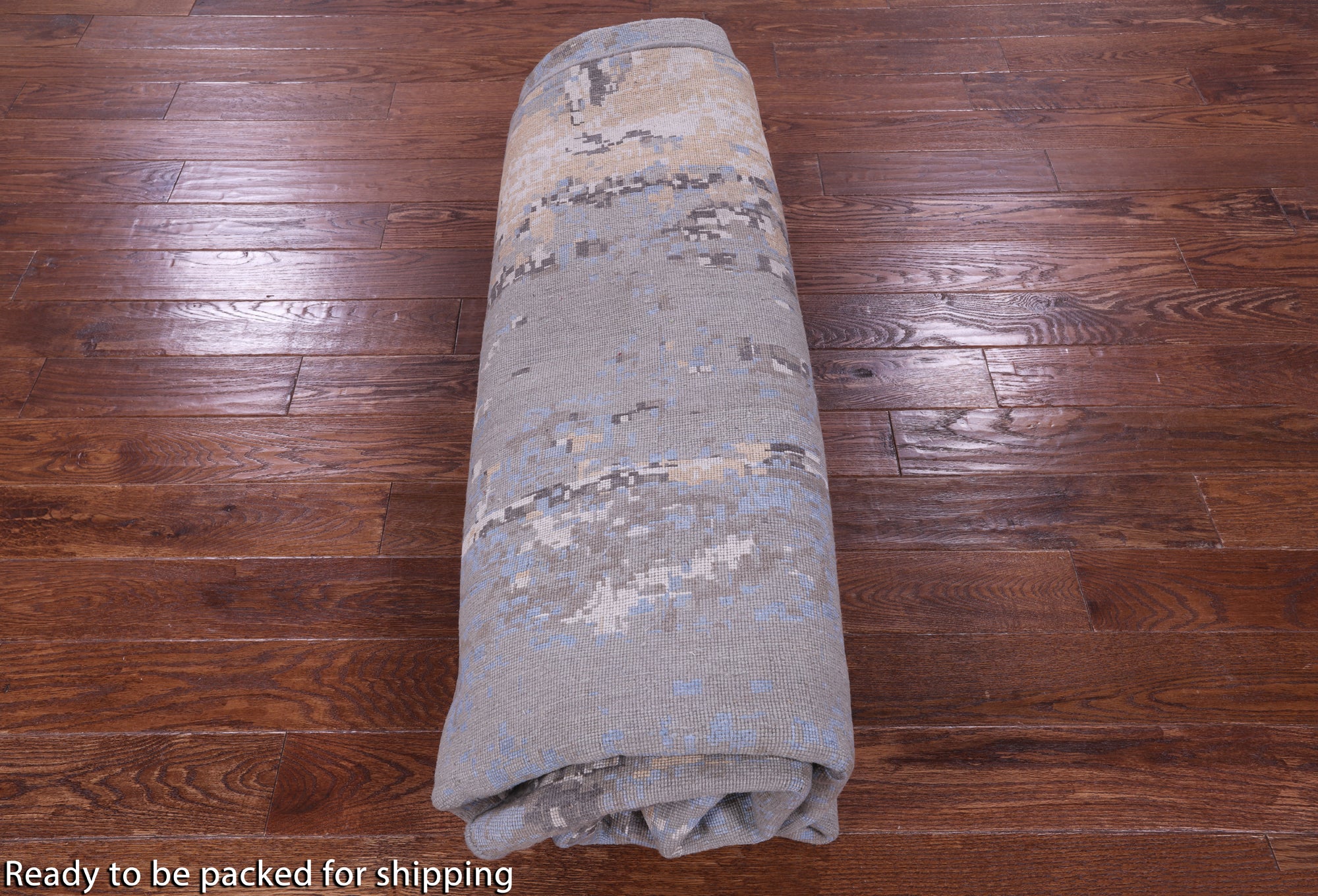 Round Abstract Contemporary Hand Knotted Wool & Silk Rug - 11' 11" X 12' 0" - Golden Nile