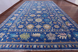 Blue Turkish Oushak Hand Knotted Wool Rug - 13' 5" X 21' 2" - Golden Nile