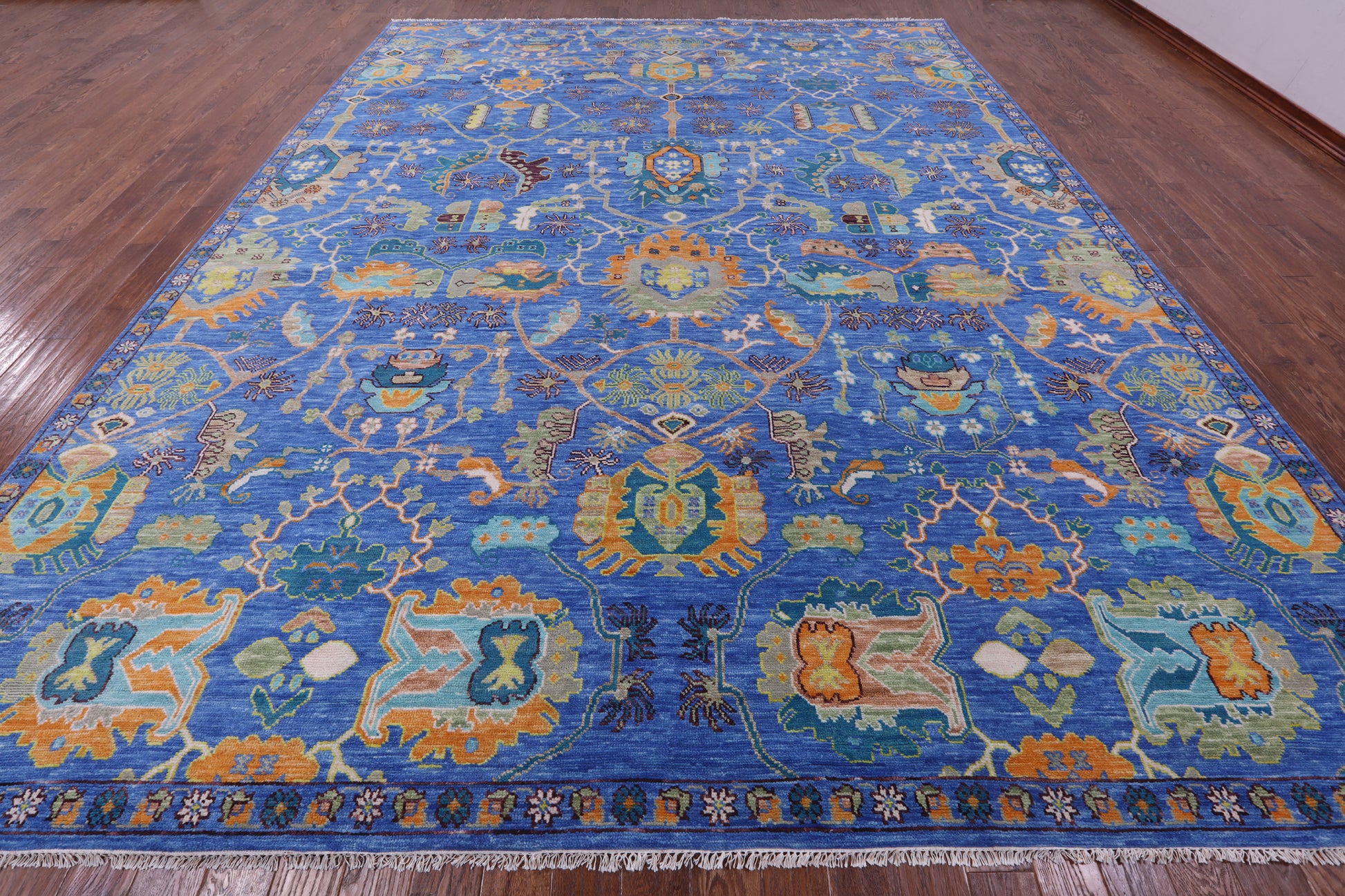 Blue Heriz Serapi Hand Knotted Wool Rug - 12' 2" X 15' 2" - Golden Nile